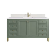 James Martin Chicago 60" Single Vanity in Smokey Celadon with 3cm Countertop