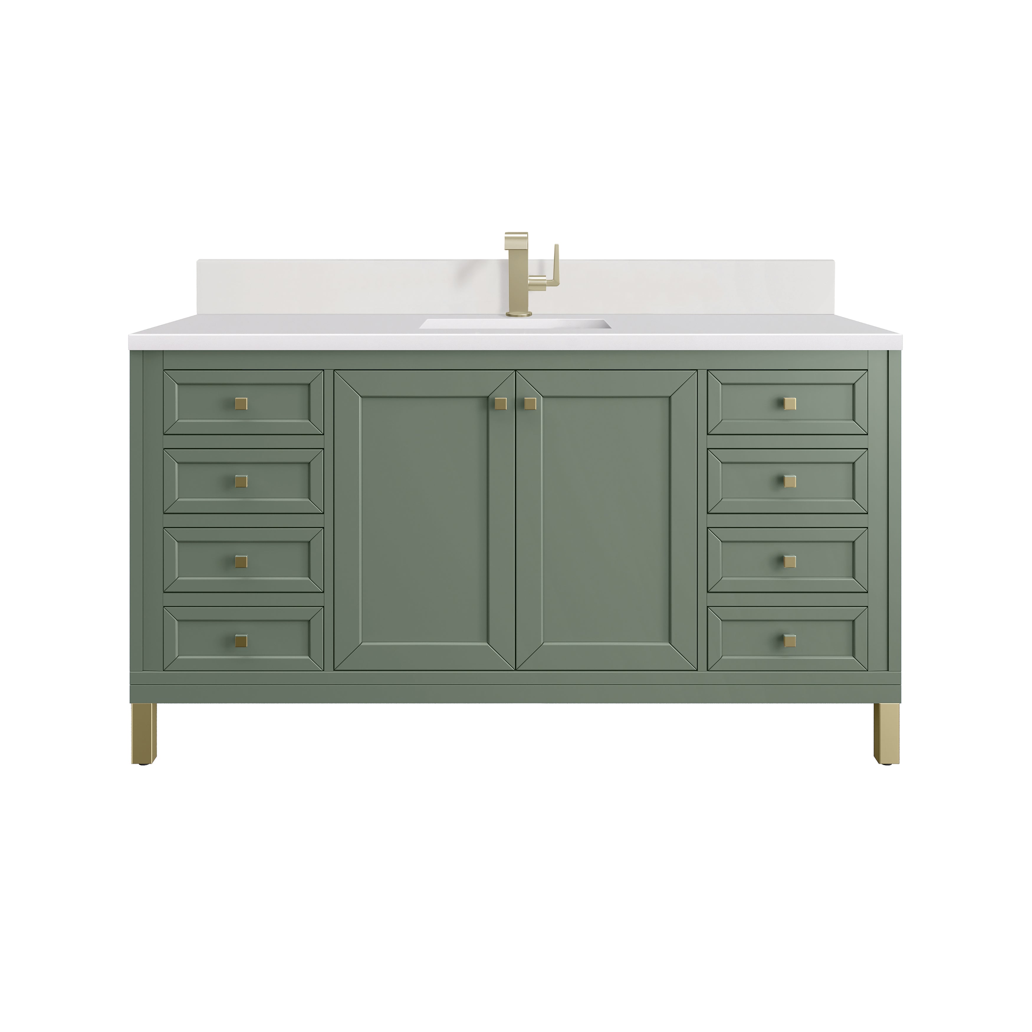 James Martin Chicago 60" Single Vanity in Smokey Celadon with 3cm Countertop