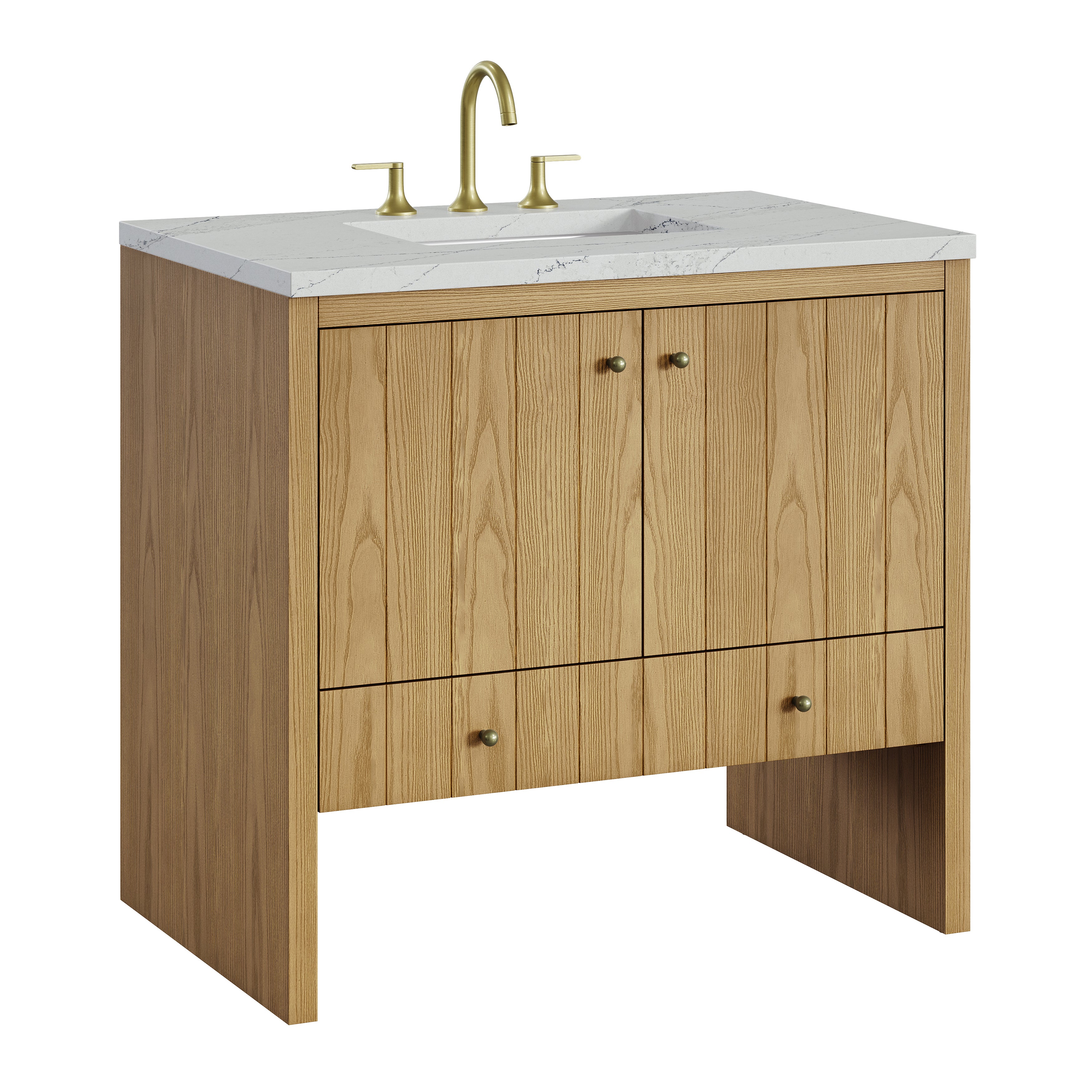 James Martin Hudson 36" Single Vanity in Light Natural Oak with 3cm Countertop