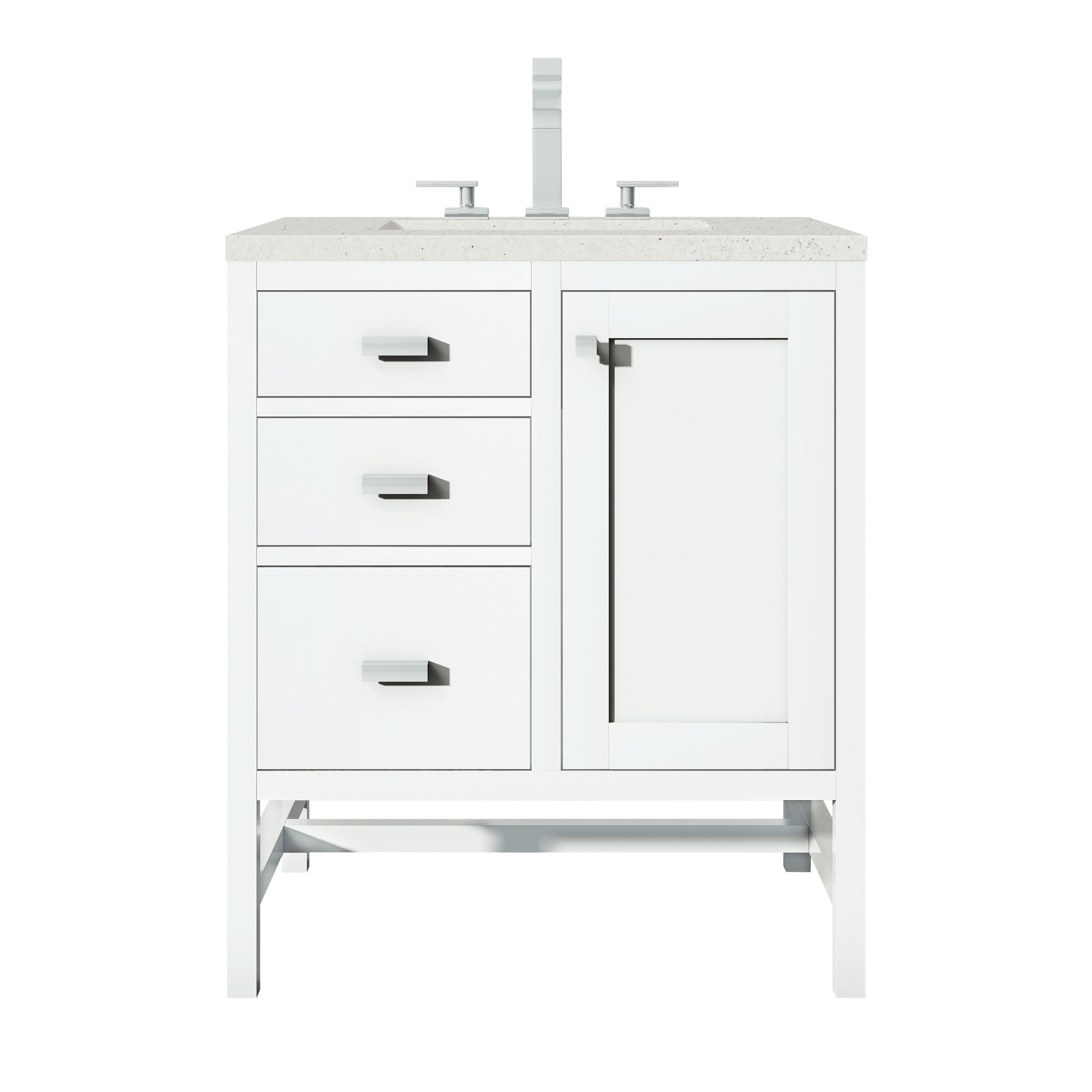 James Martin Addison 30" Single Vanity in Glossy White with 3cm Countertop