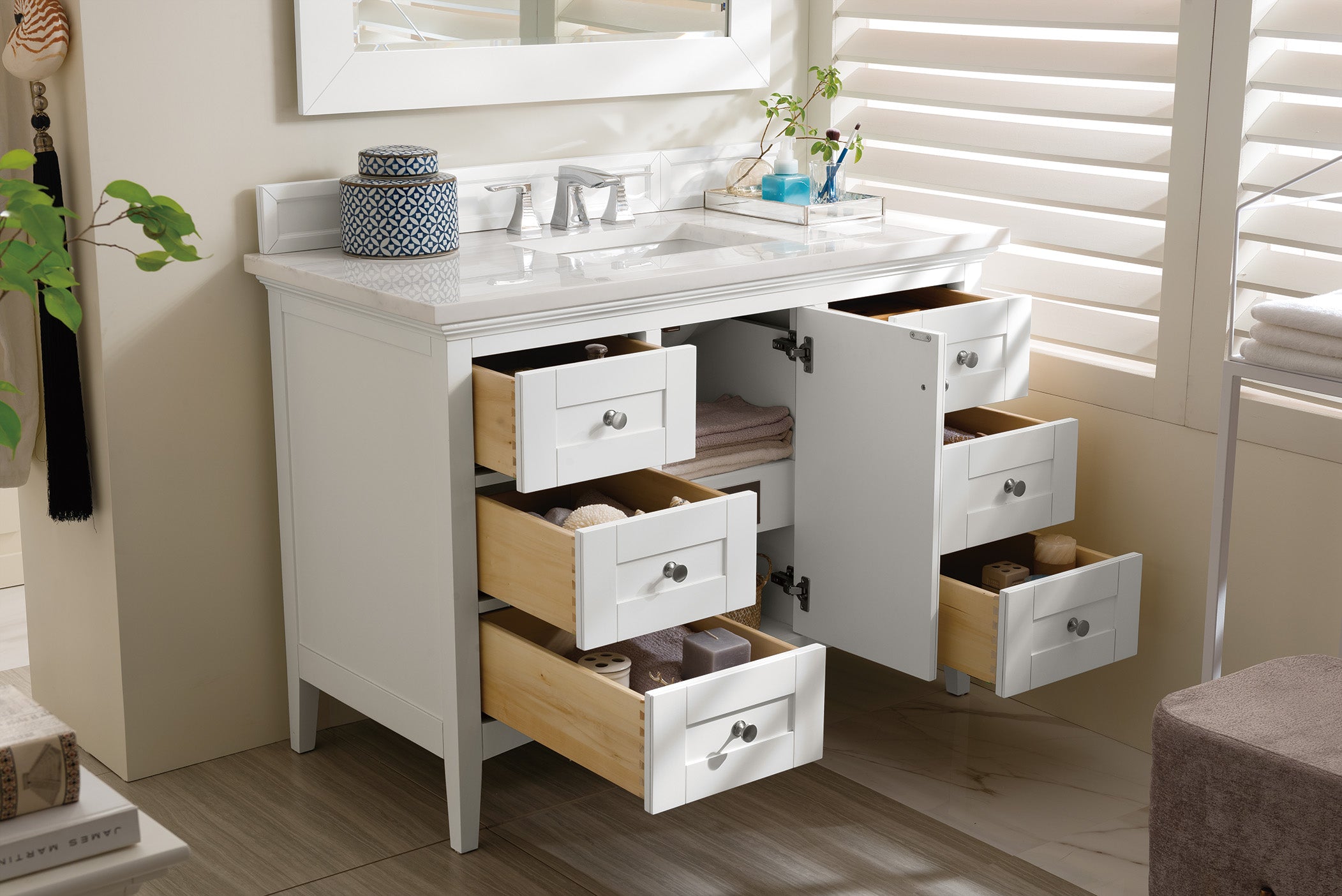 James Martin Palisades 48" Single Vanity in Bright White with 3cm Countertop
