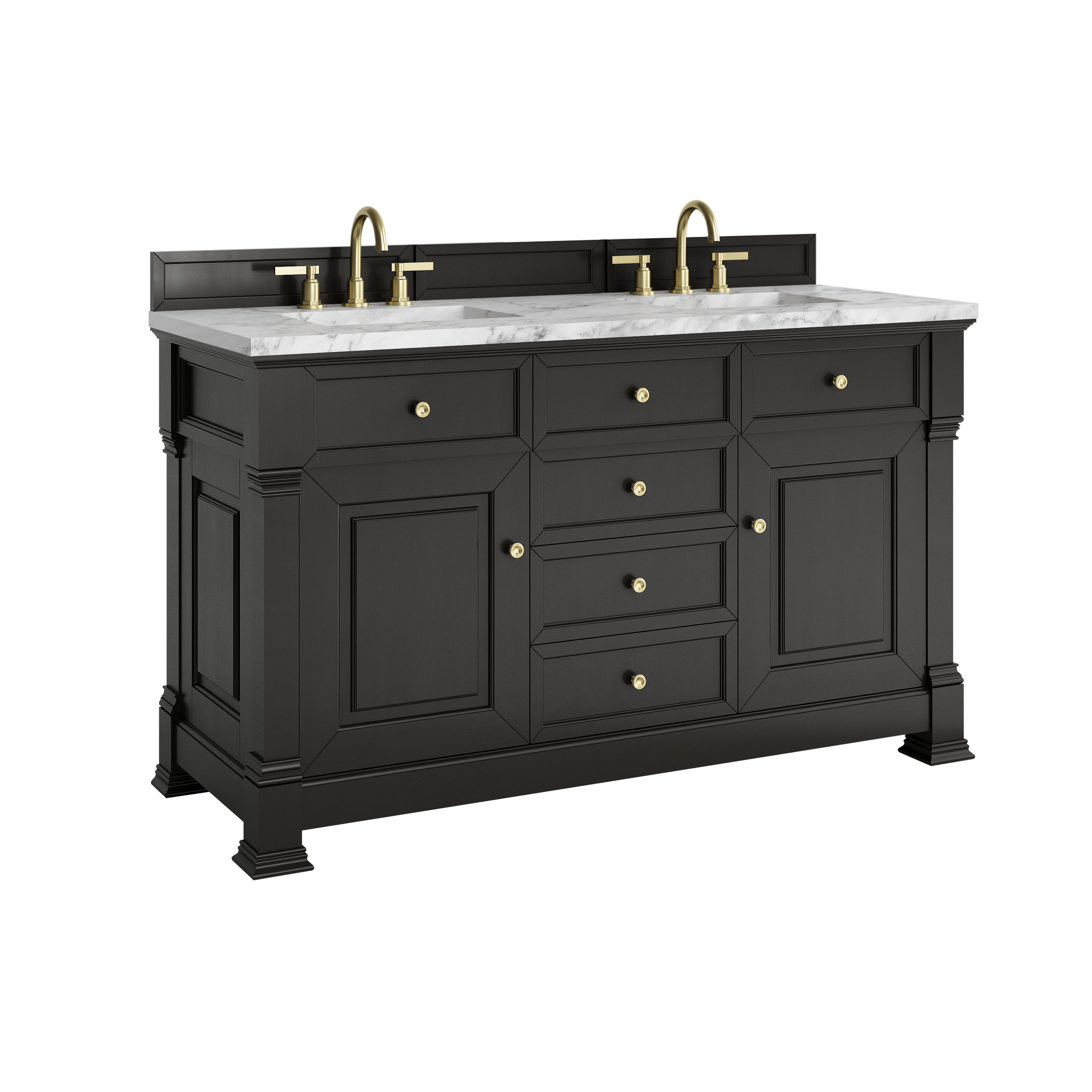 James Martin Brookfield 60" Double Vanity in Black Onyx with 3cm Countertop