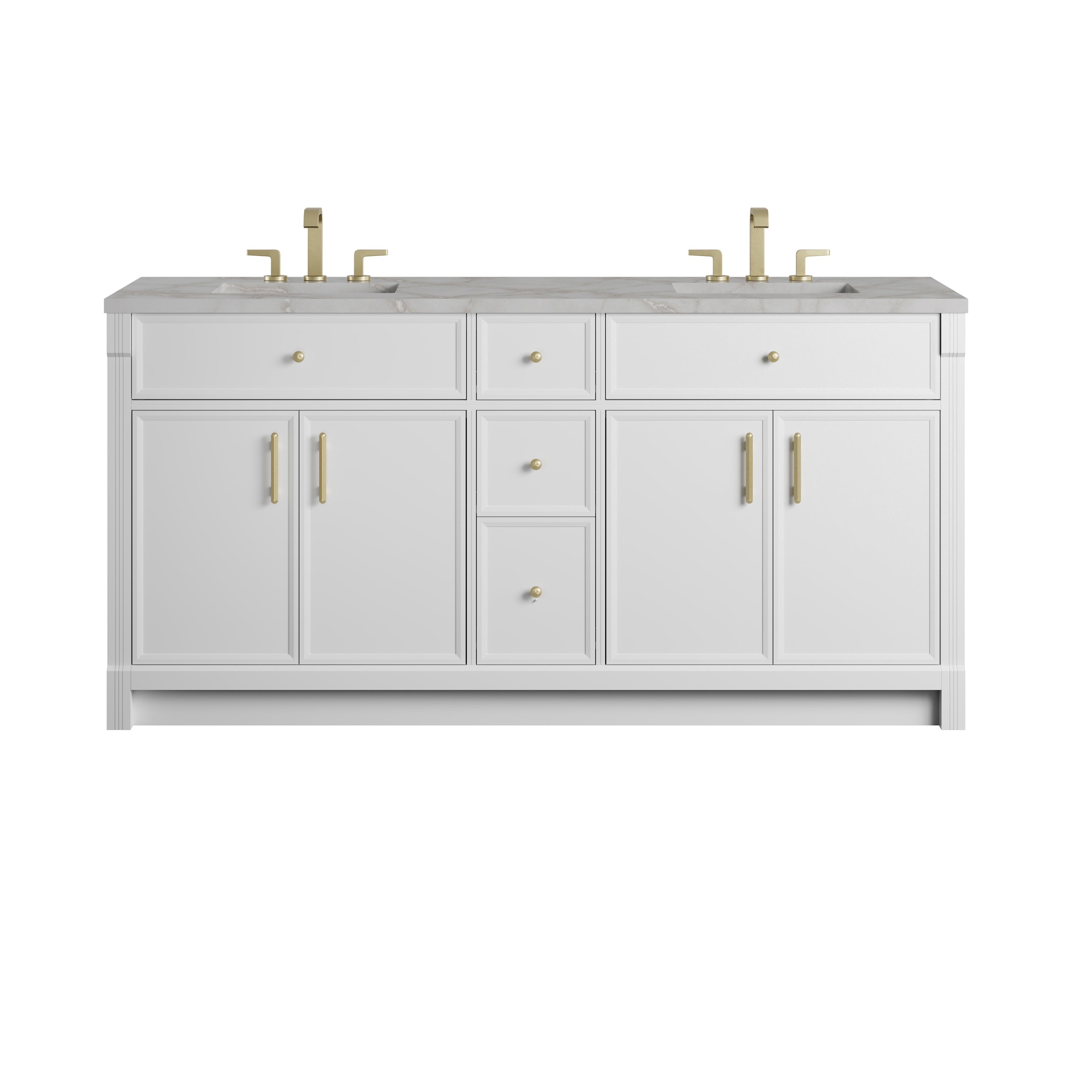 James Martin Bellshire 72" Double Vanity in Bright White with 3cm Countertop