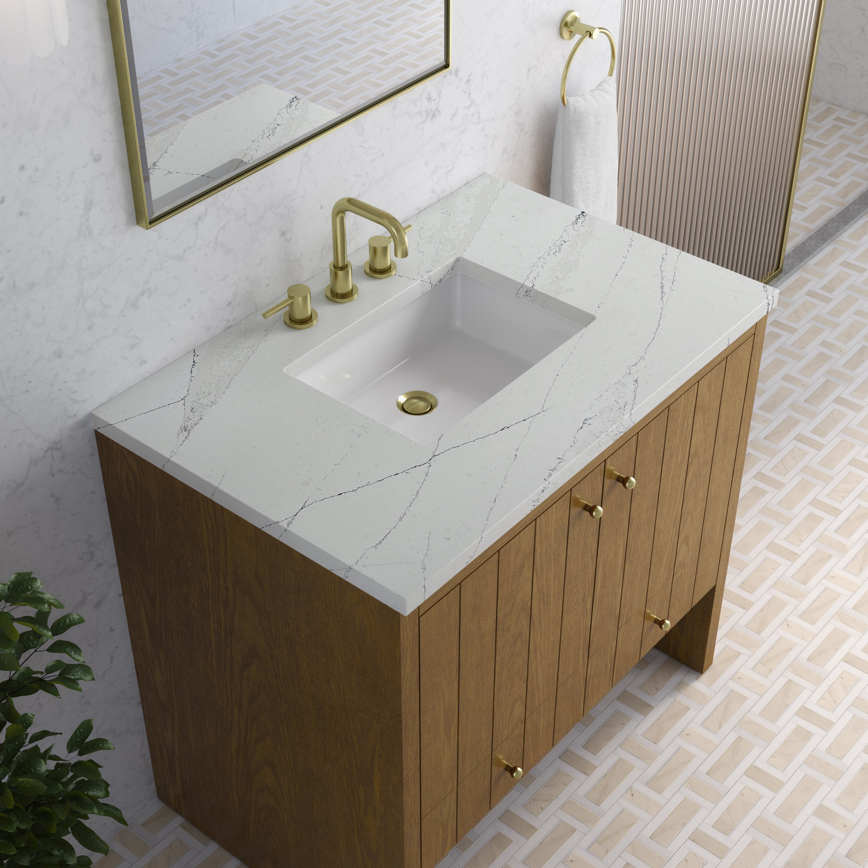 James Martin Hudson 36" Single Vanity in Honey Oak with 3cm Countertop