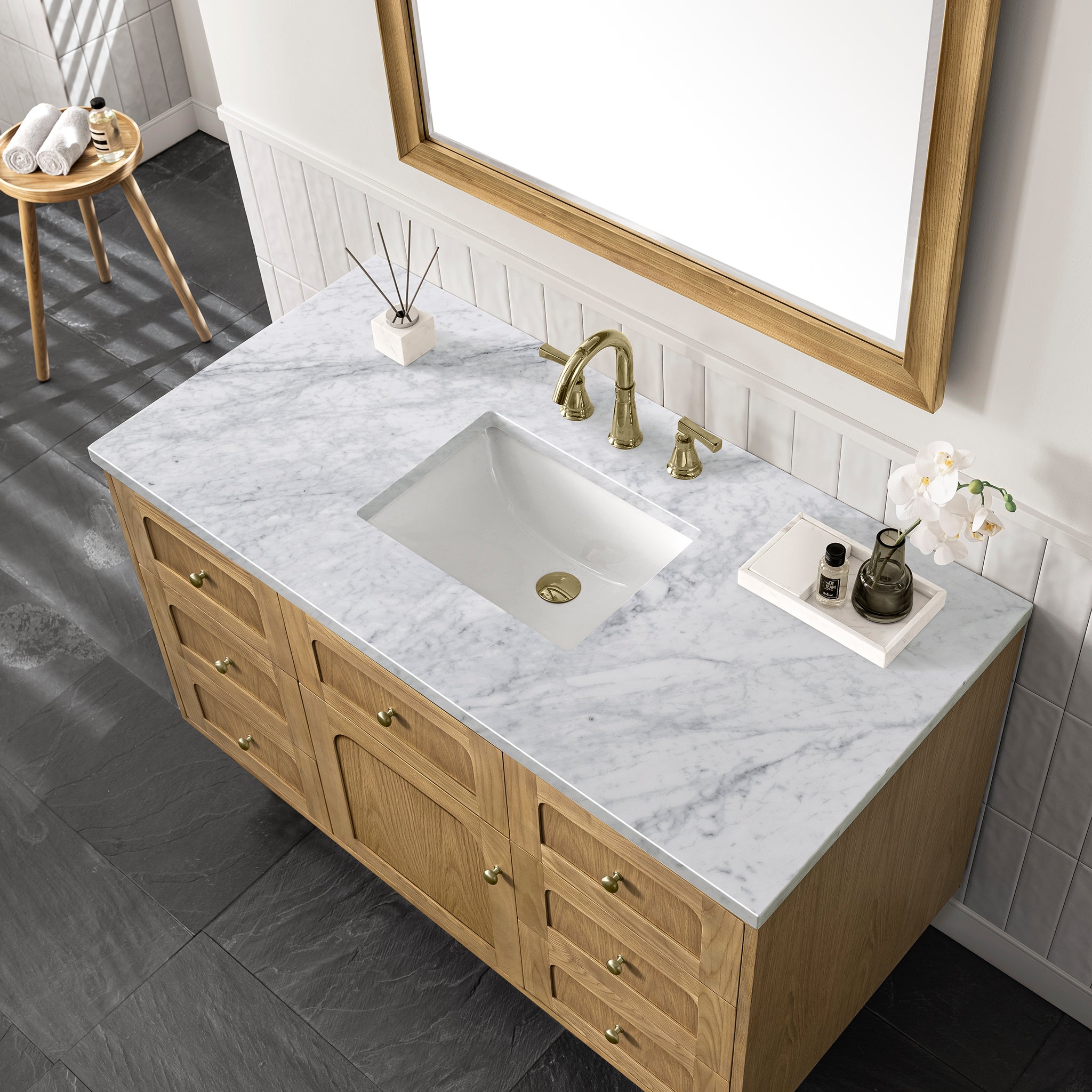 James Martin Laurent 48" Single Vanity in Light Natural Oak with 3cm Countertop