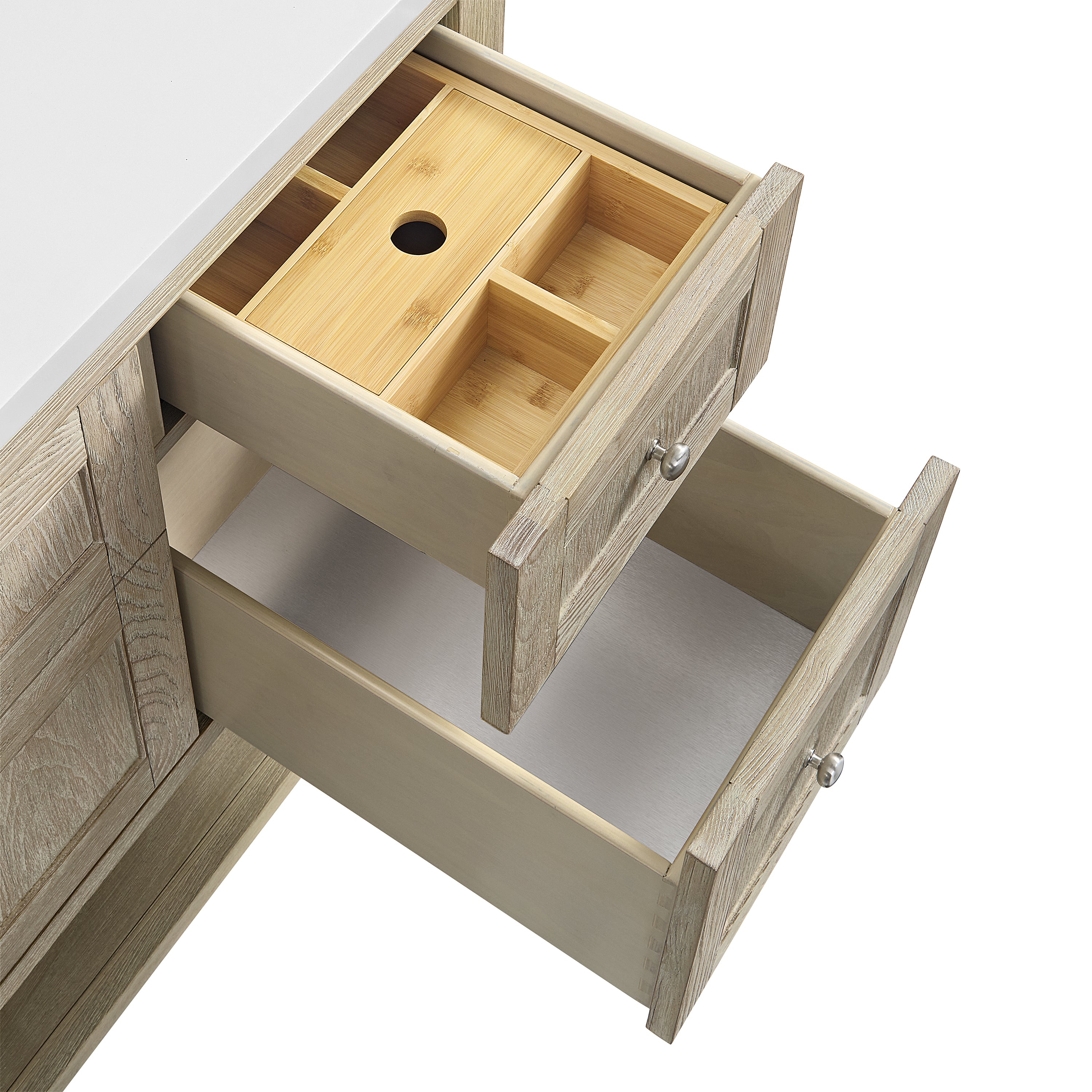 James Martin Breckenridge 48" Single Vanity in Whitewashed Oak with 3cm Countertop and FreePower Wireless Charger