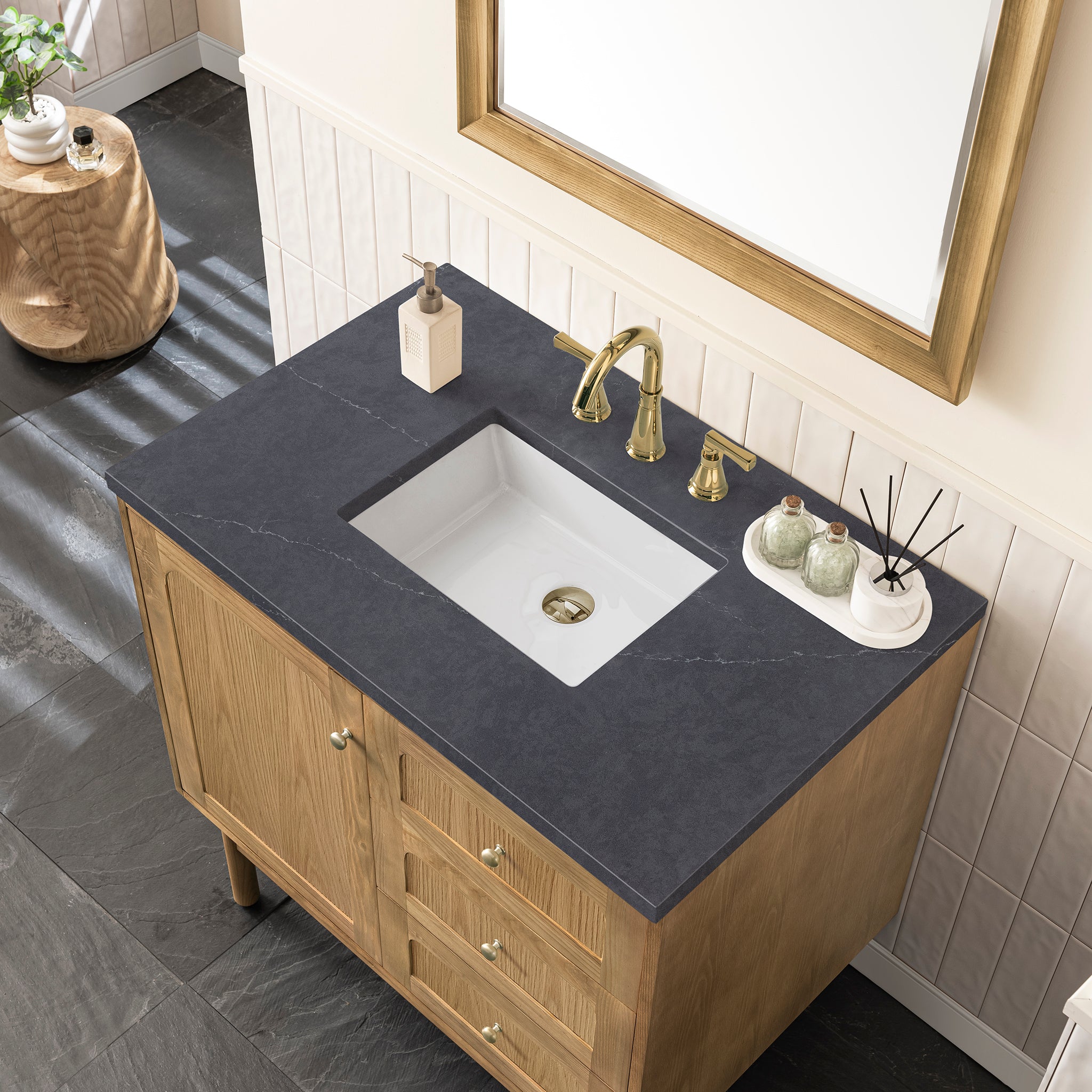 James Martin Laurent 36" Single Vanity in Light Natural Oak with 3cm Countertop