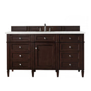 James Martin Brittany 60" Single Vanity in Burnished Mahogany with 3cm Countertop and FreePower Wireless Charger