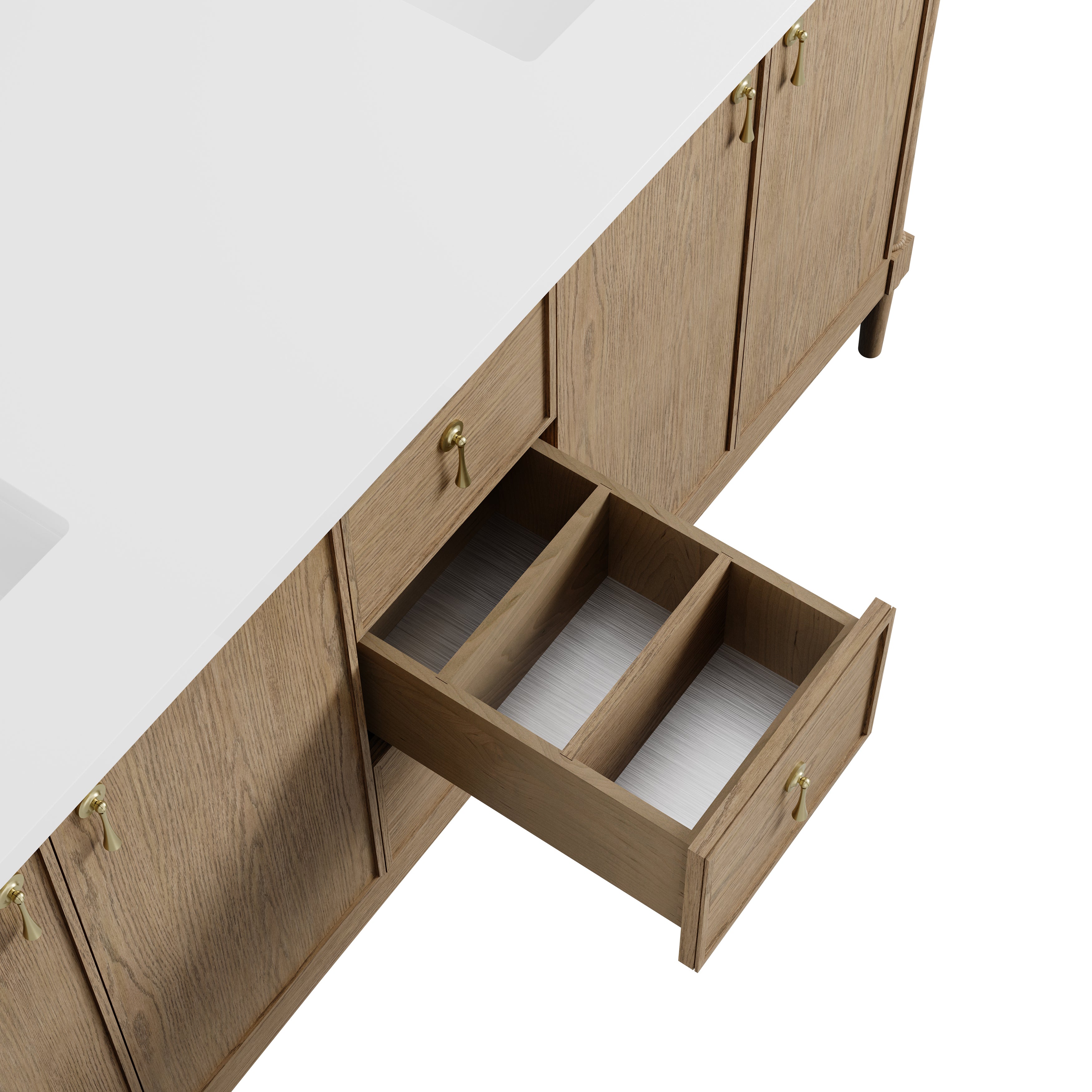 James Martin Kinnsden 72" Double Vanity in Weathered Oak with 3cm Carrara Marble Top