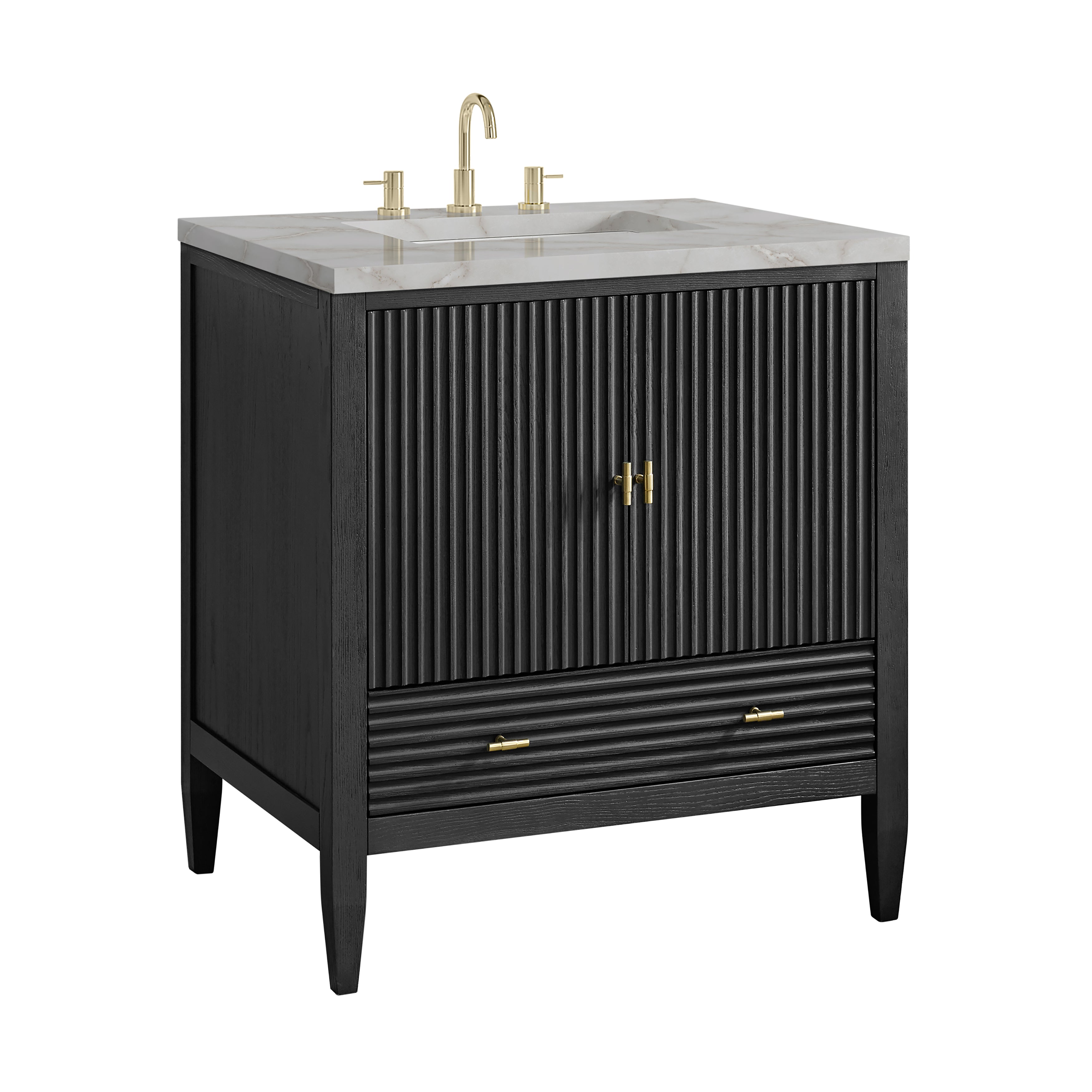 James Martin Myrrin 30" Single Vanity in Carbon Oak with 3cm Countertop