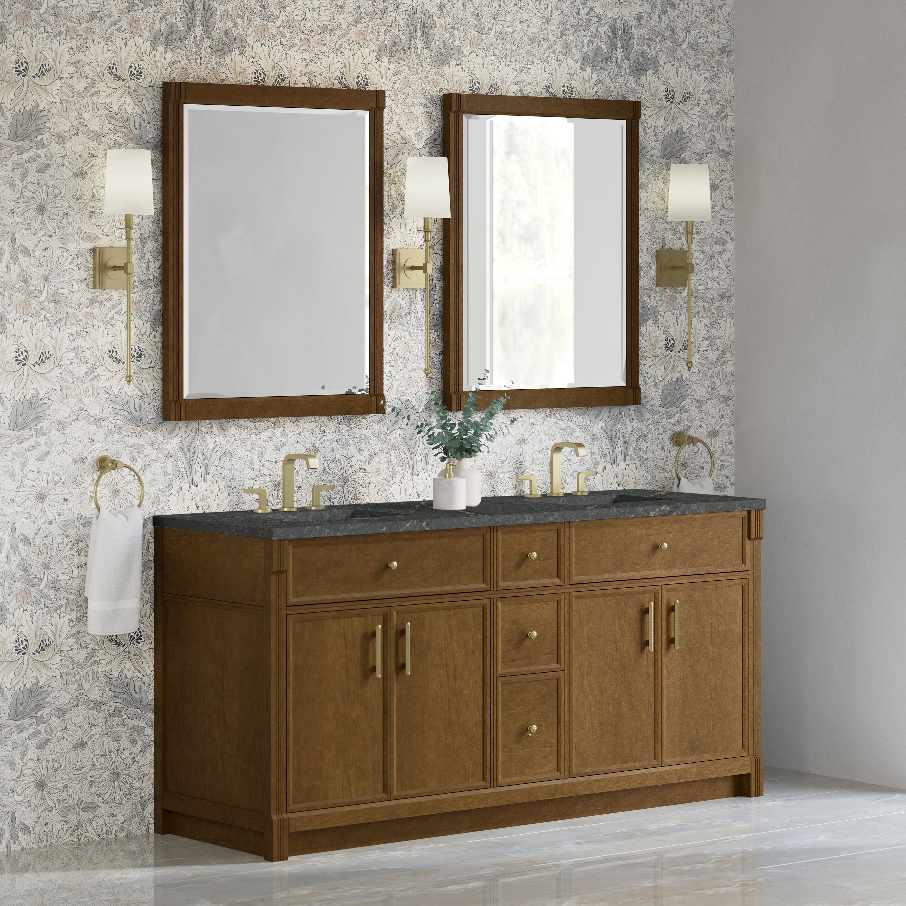 James Martin Bellshire 72" Double Vanity in Honey Oak with 3cm Countertop