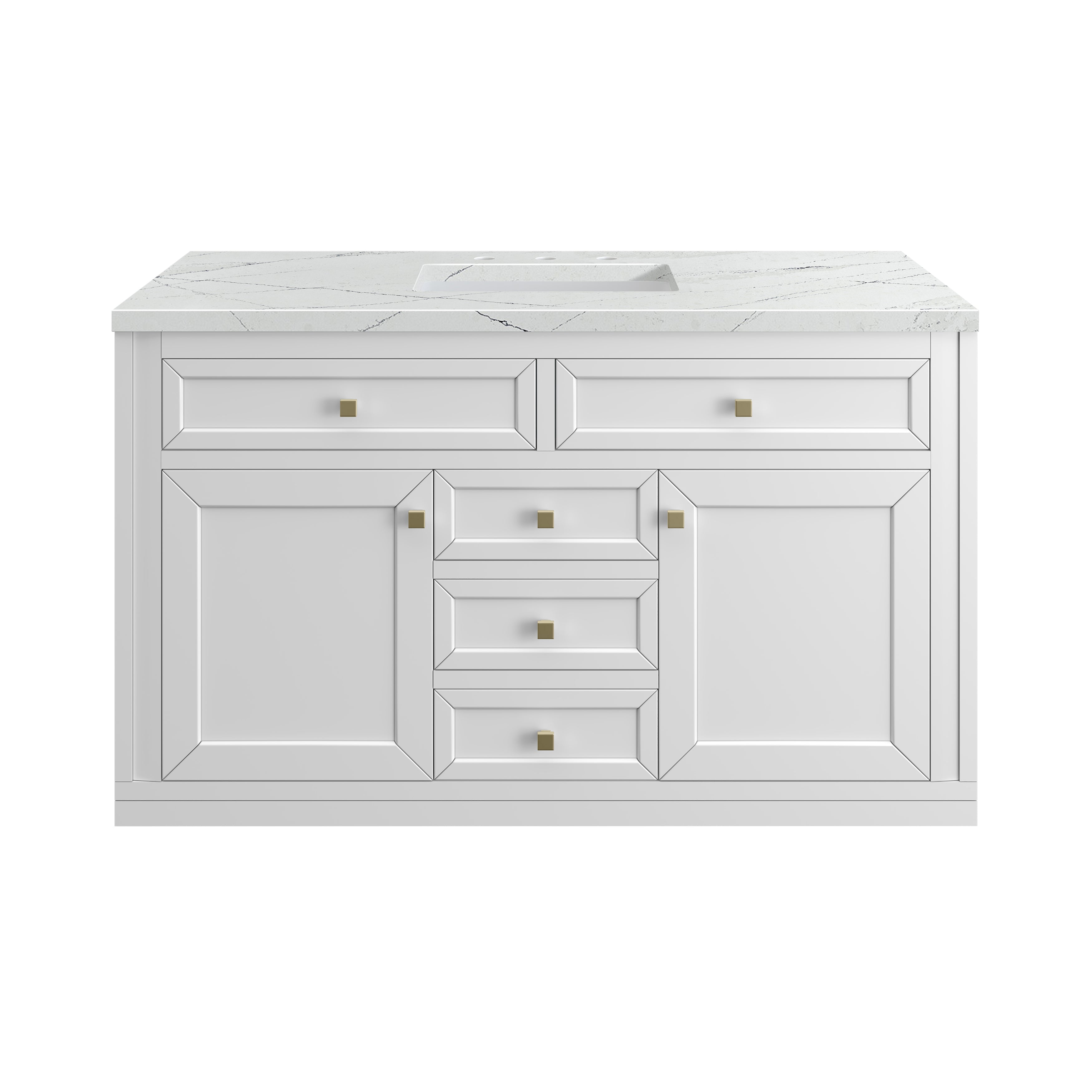 James Martin Chicago 48" Single Vanity in Glossy White with 3cm Countertop and FreePower Wireless Charger