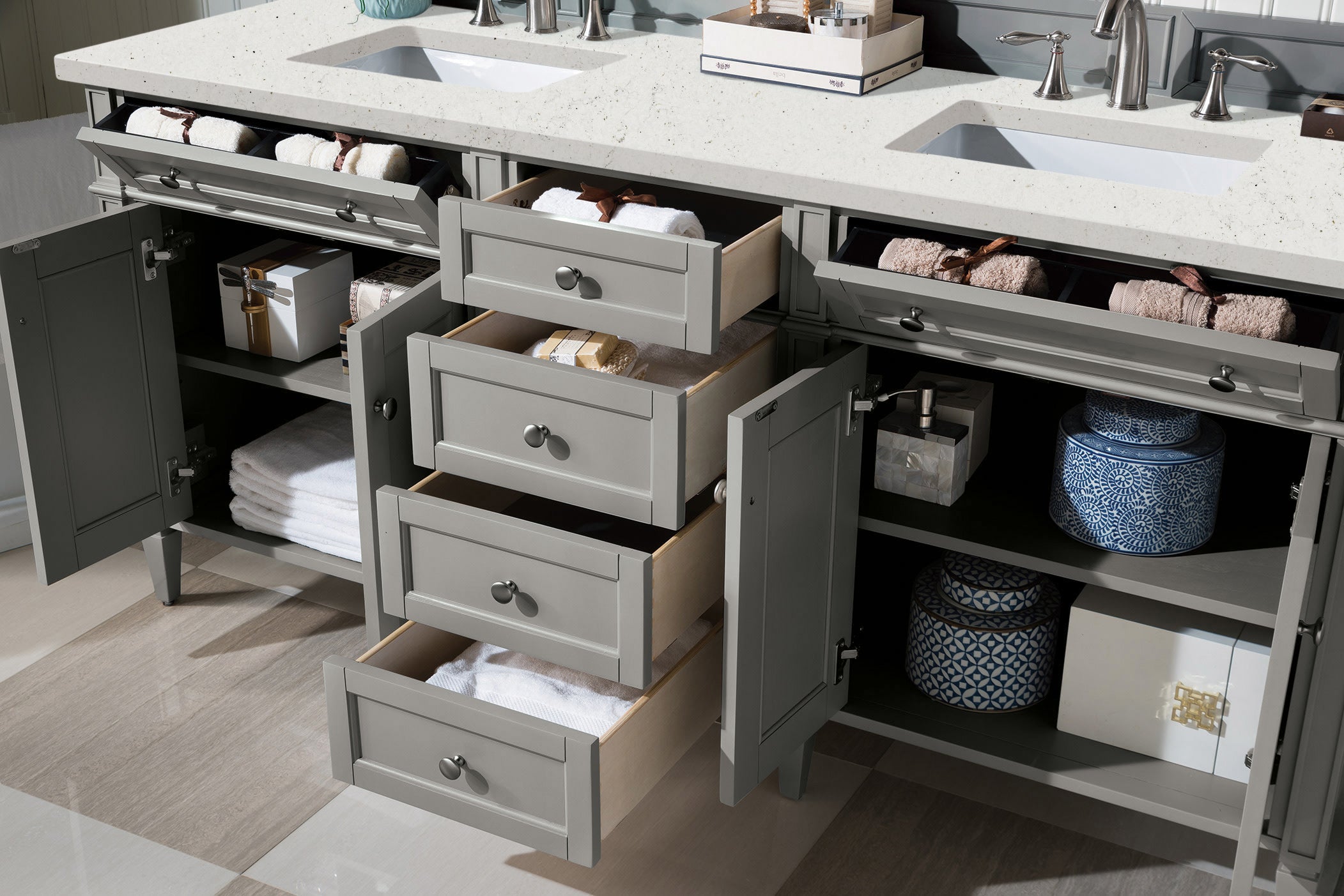 James Martin Brittany 72" Double Vanity in Urban Gray with 3cm Countertop