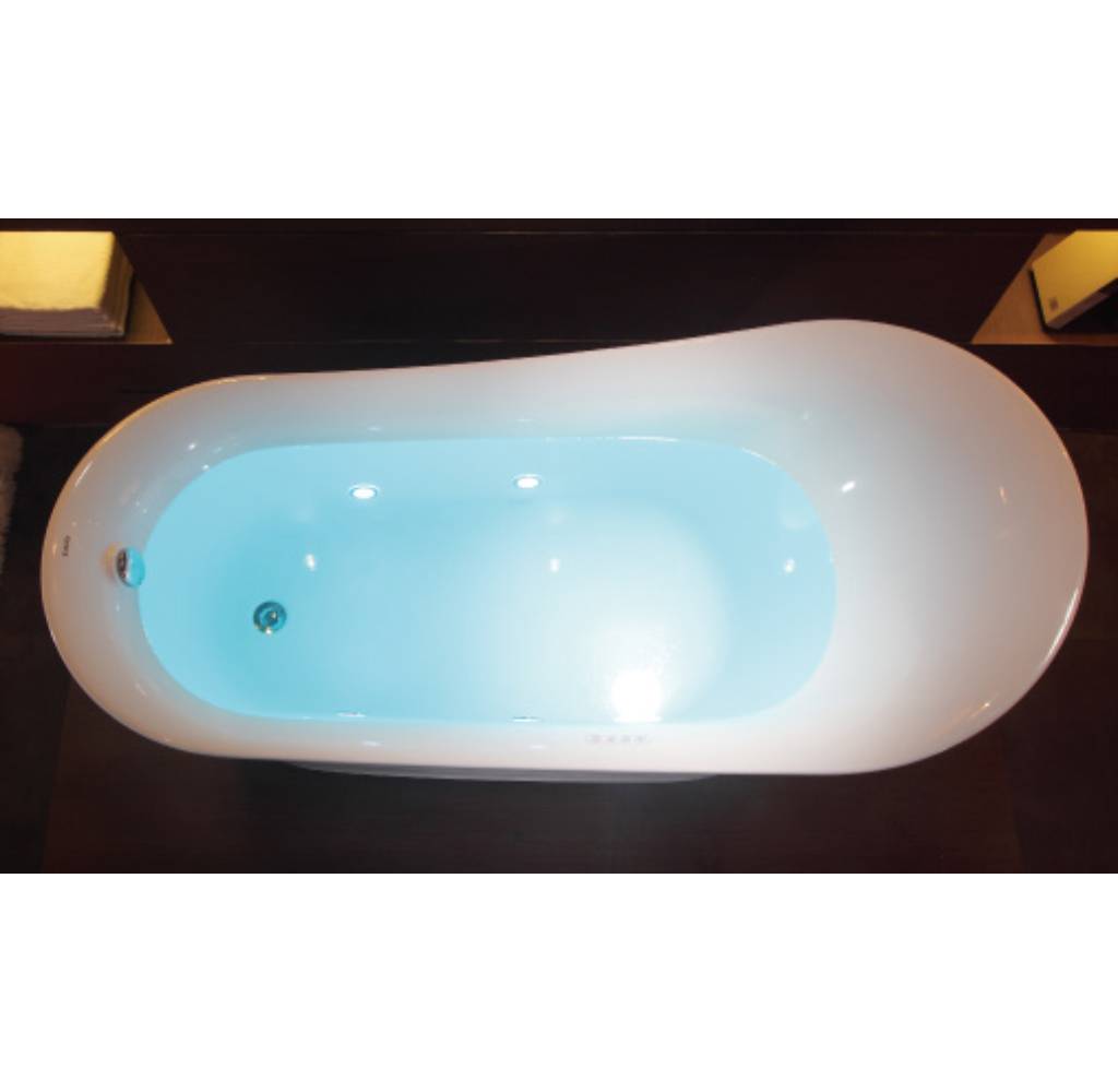 EAGO AM2140 6′ White Freestanding Air Bubble Bathtub with LED Lighting
