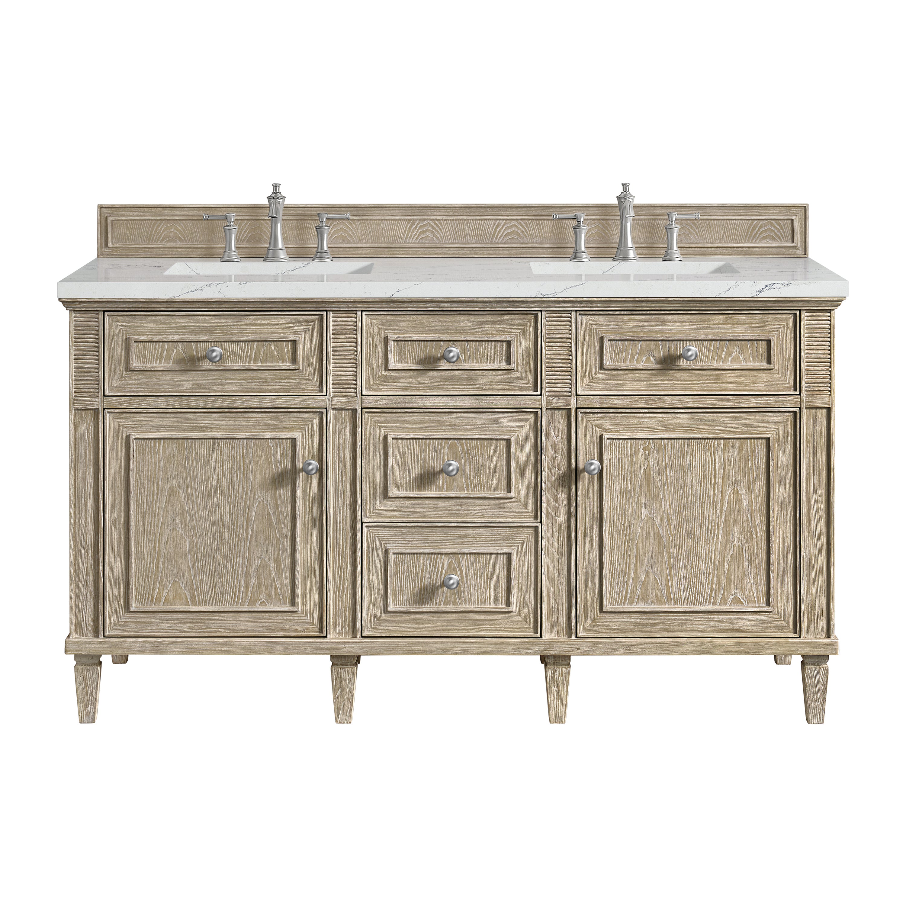 James Martin Lorelai 60" Double Vanity in Whitewashed Oak with 3cm Countertop