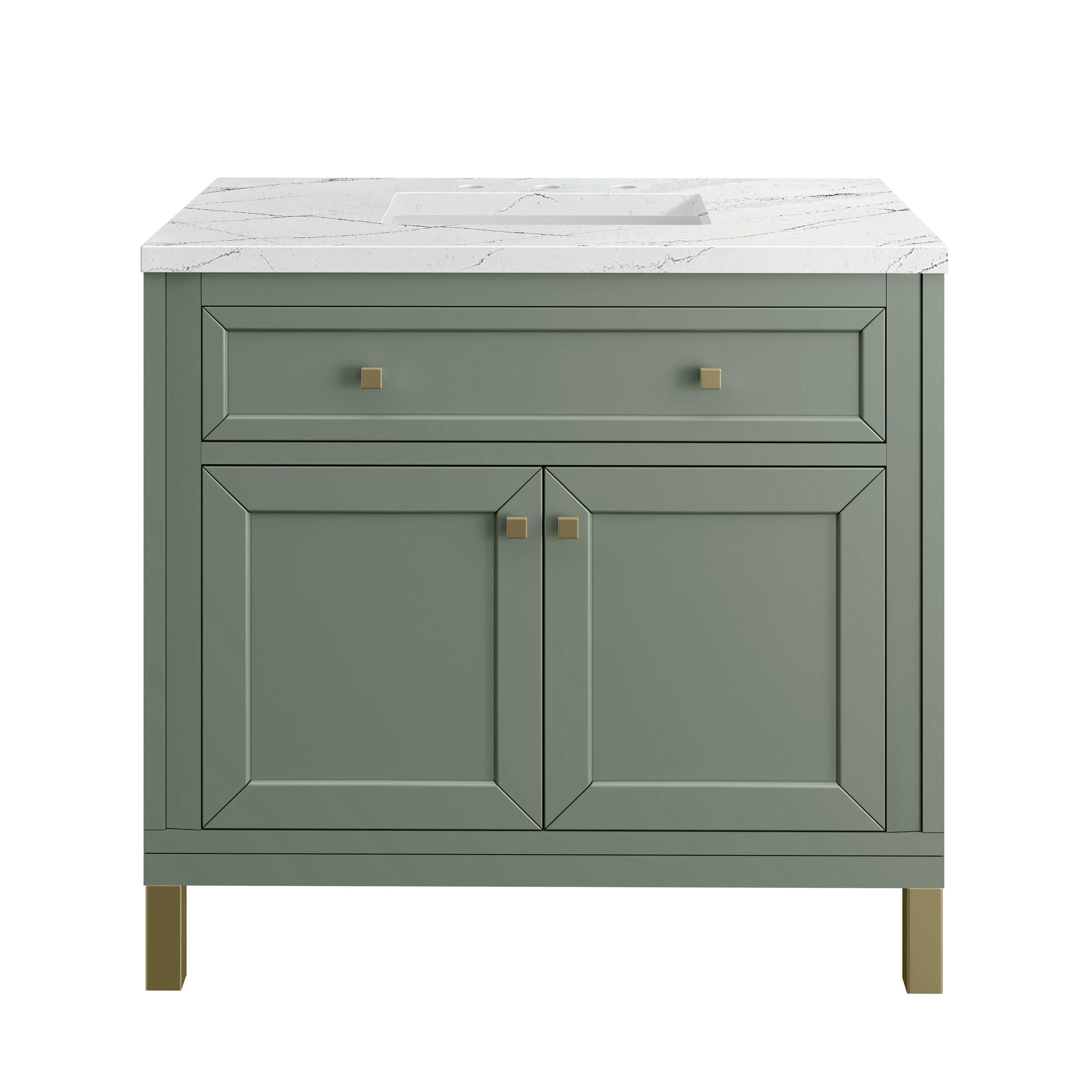 James Martin Chicago 36" Single Vanity in Smokey Celadon with 3cm Countertop