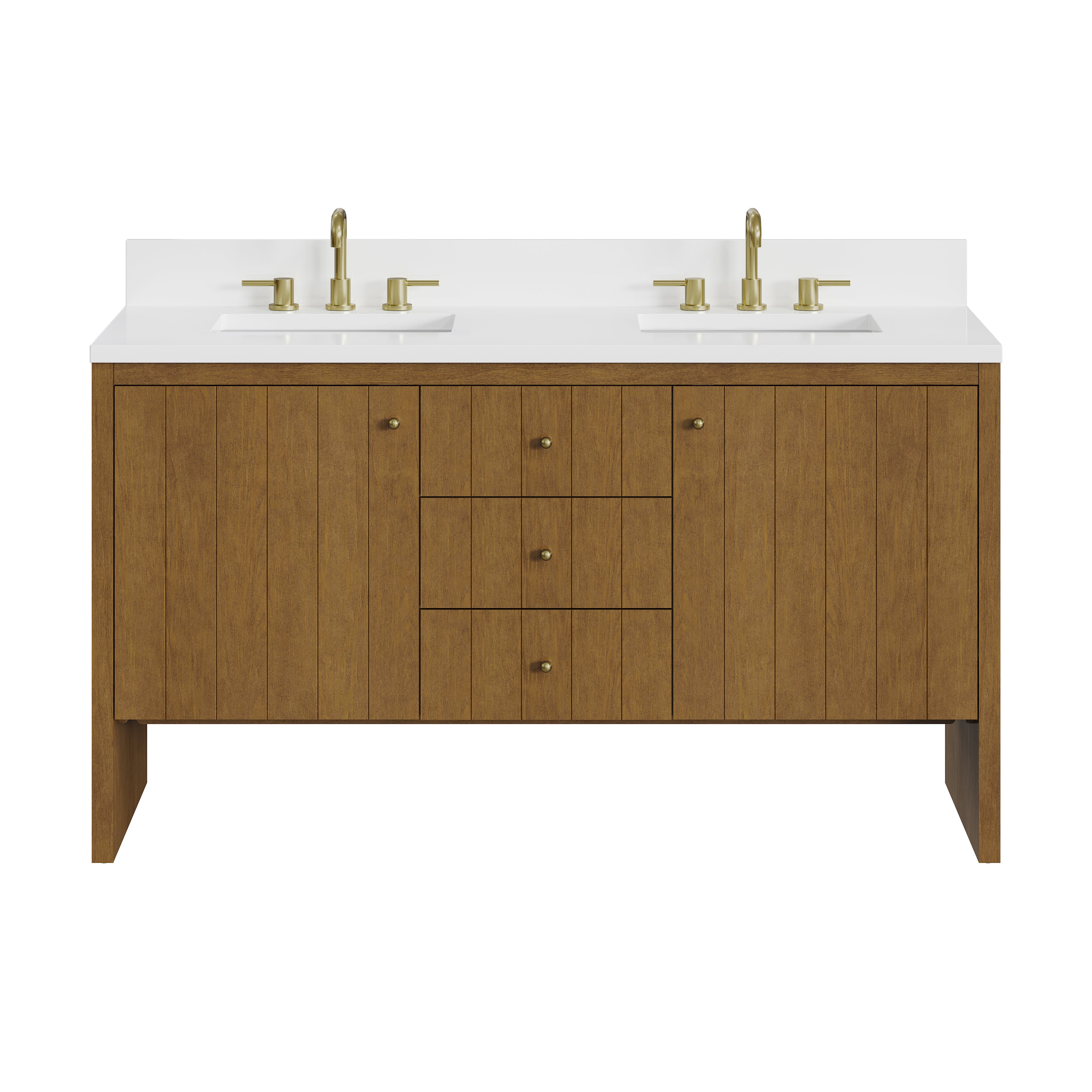 James Martin Hudson 60" Double Vanity in Honey Oak with 3cm Countertop