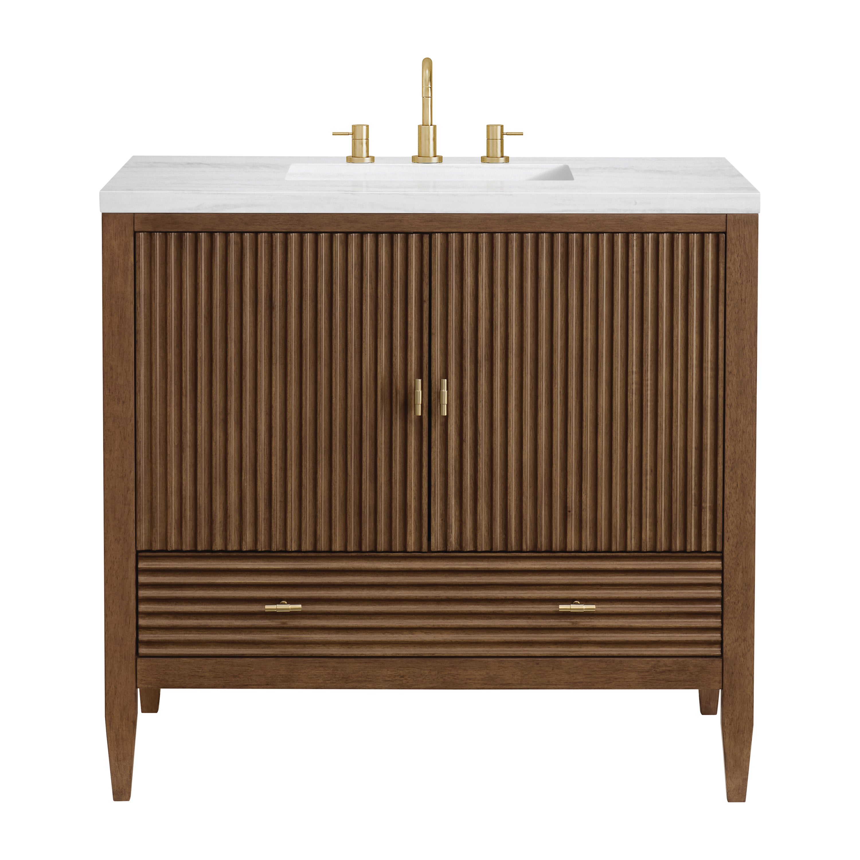 James Martin Myrrin 36" Vanity in Mid Century Walnut with 3cm Countertop