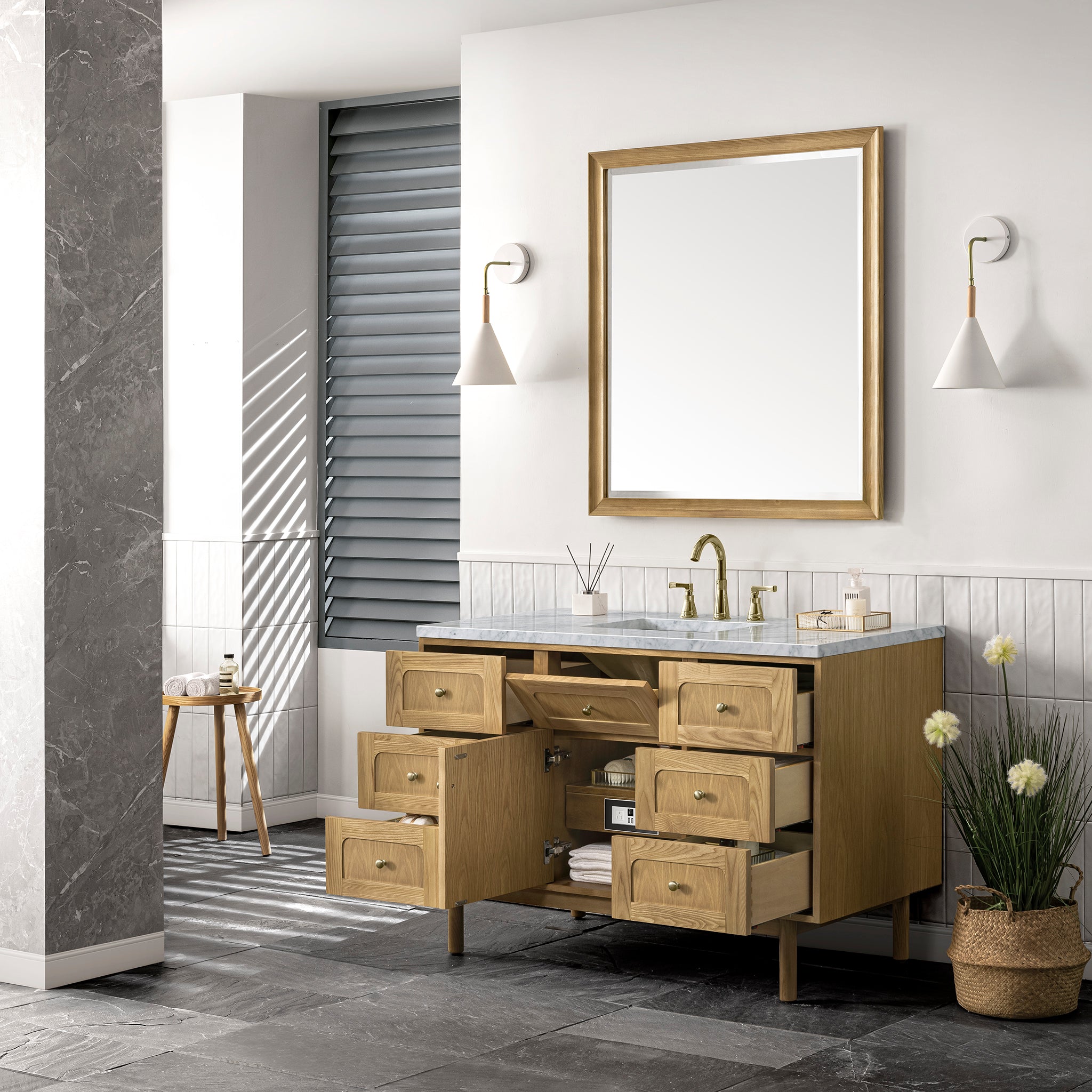 James Martin Laurent 48" Single Vanity in Light Natural Oak with 3cm Countertop
