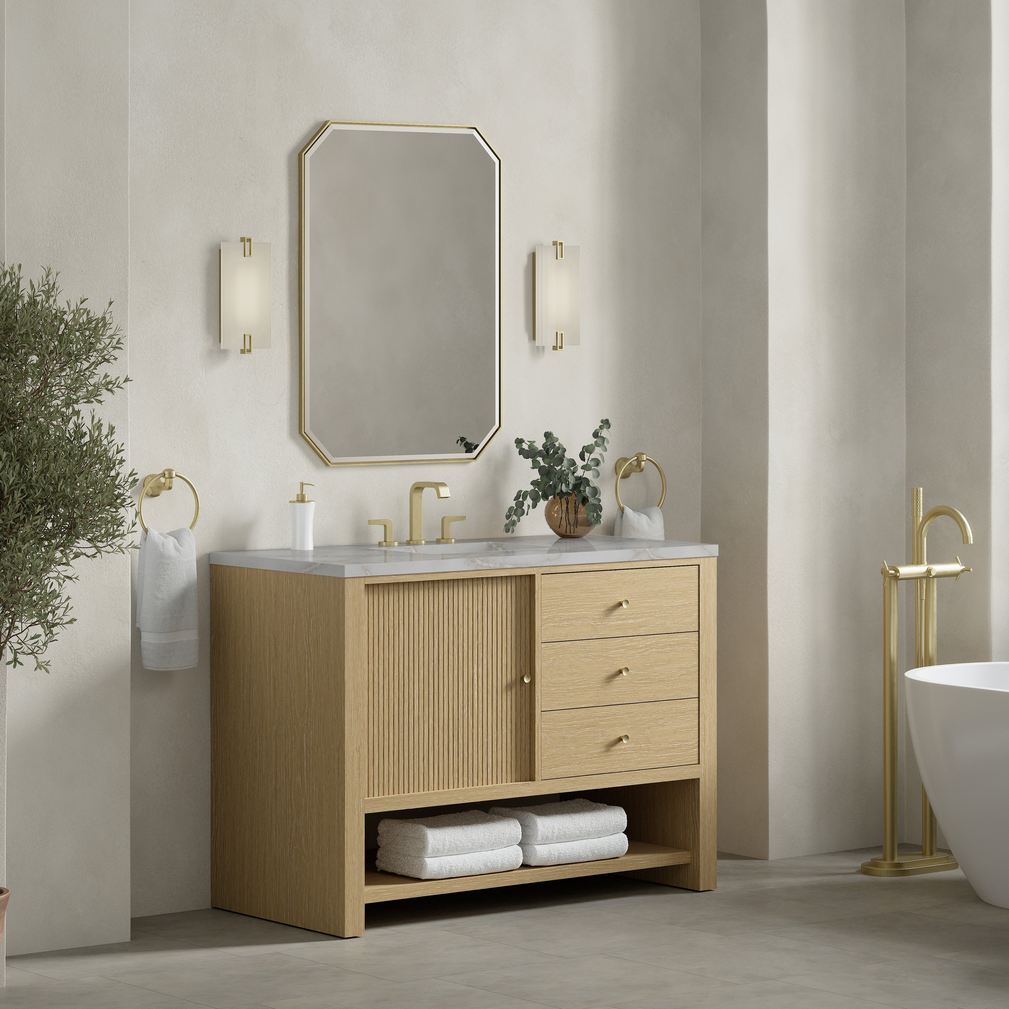 James Martin Marigot 48" Single Vanity in Sunwashed Oak with 3cm Countertop
