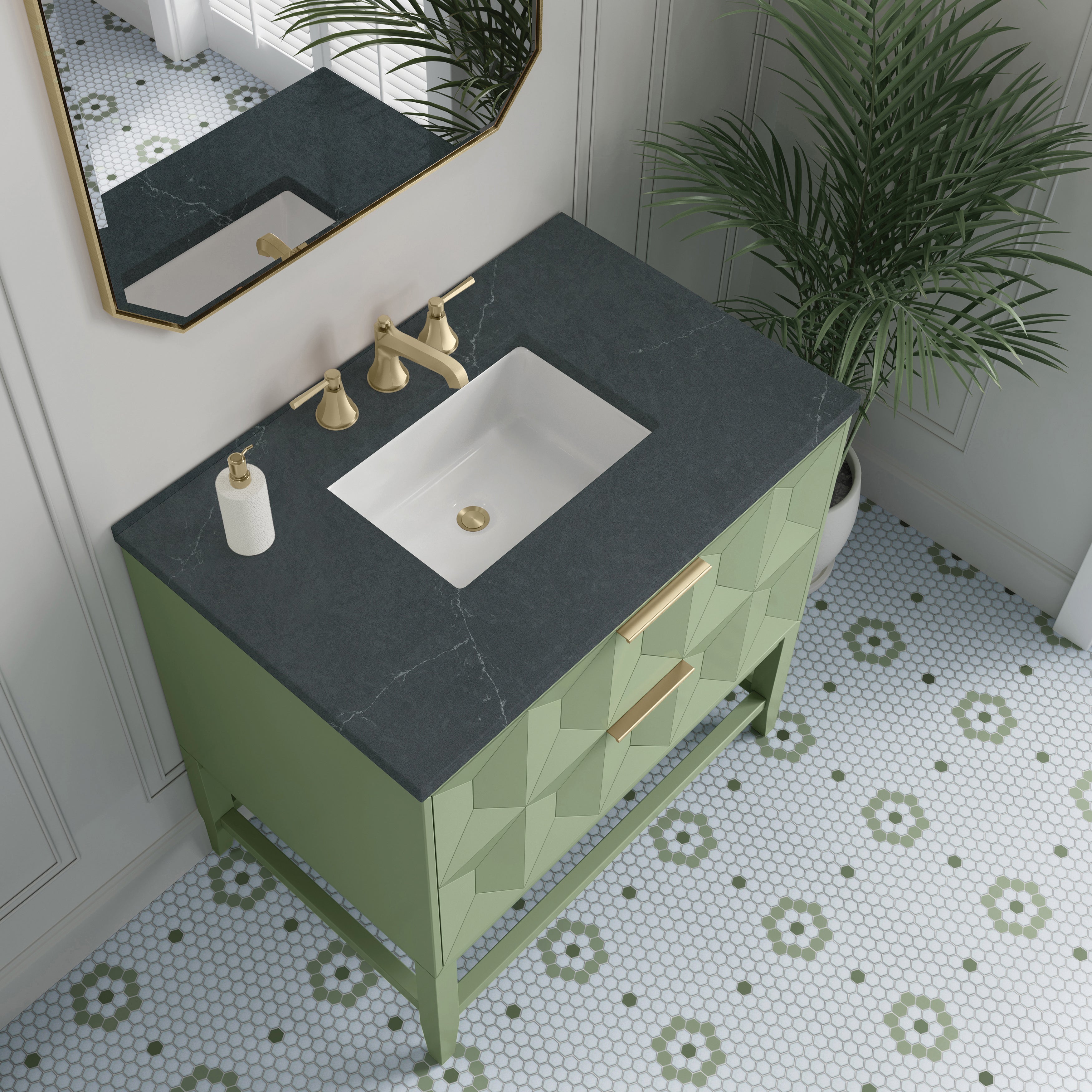 James Martin Emmeline 36" Single Vanity in Pistachio with 3cm Countertop
