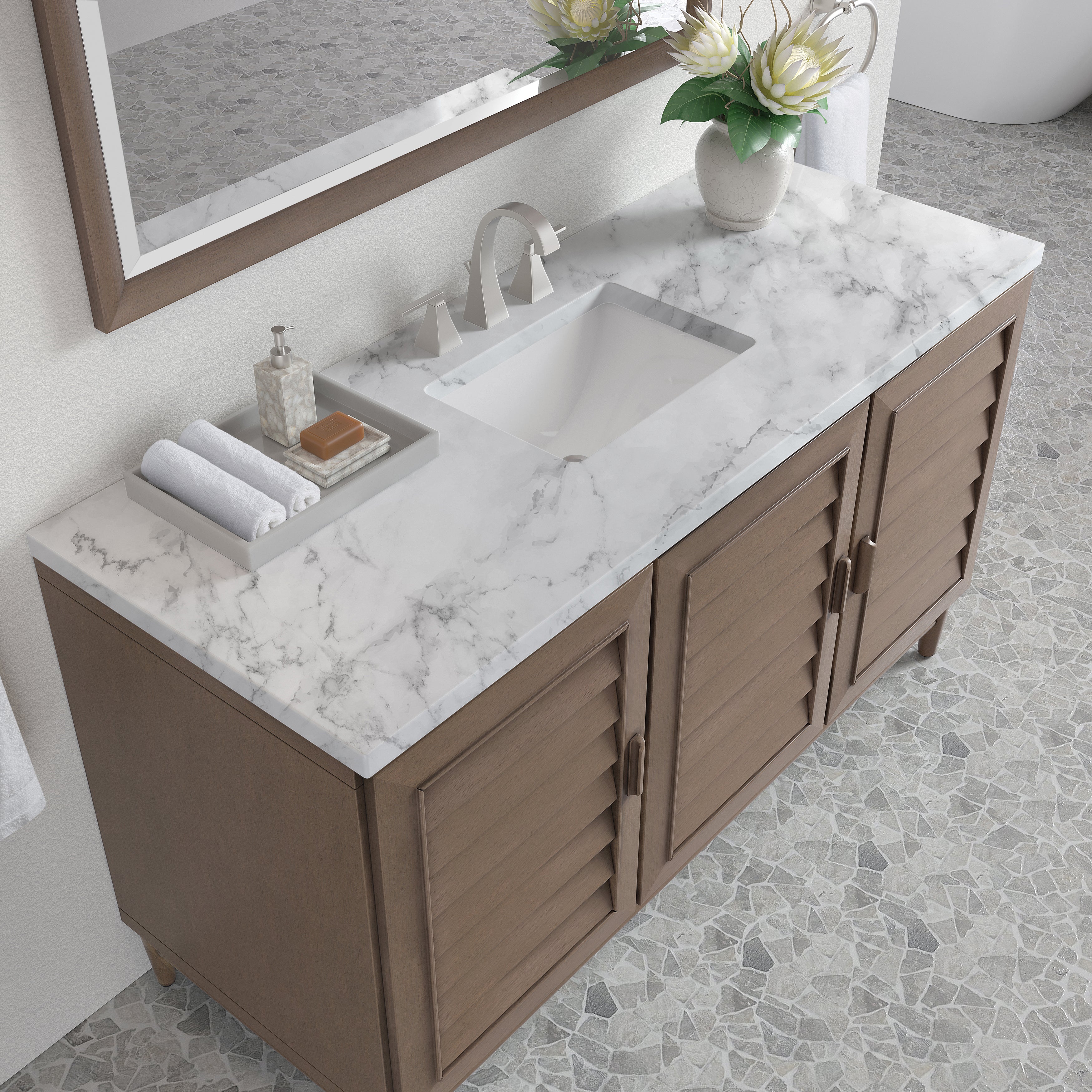 James Martin Portland 60" Single Vanity in Whitewashed Walnut with 3cm Countertop