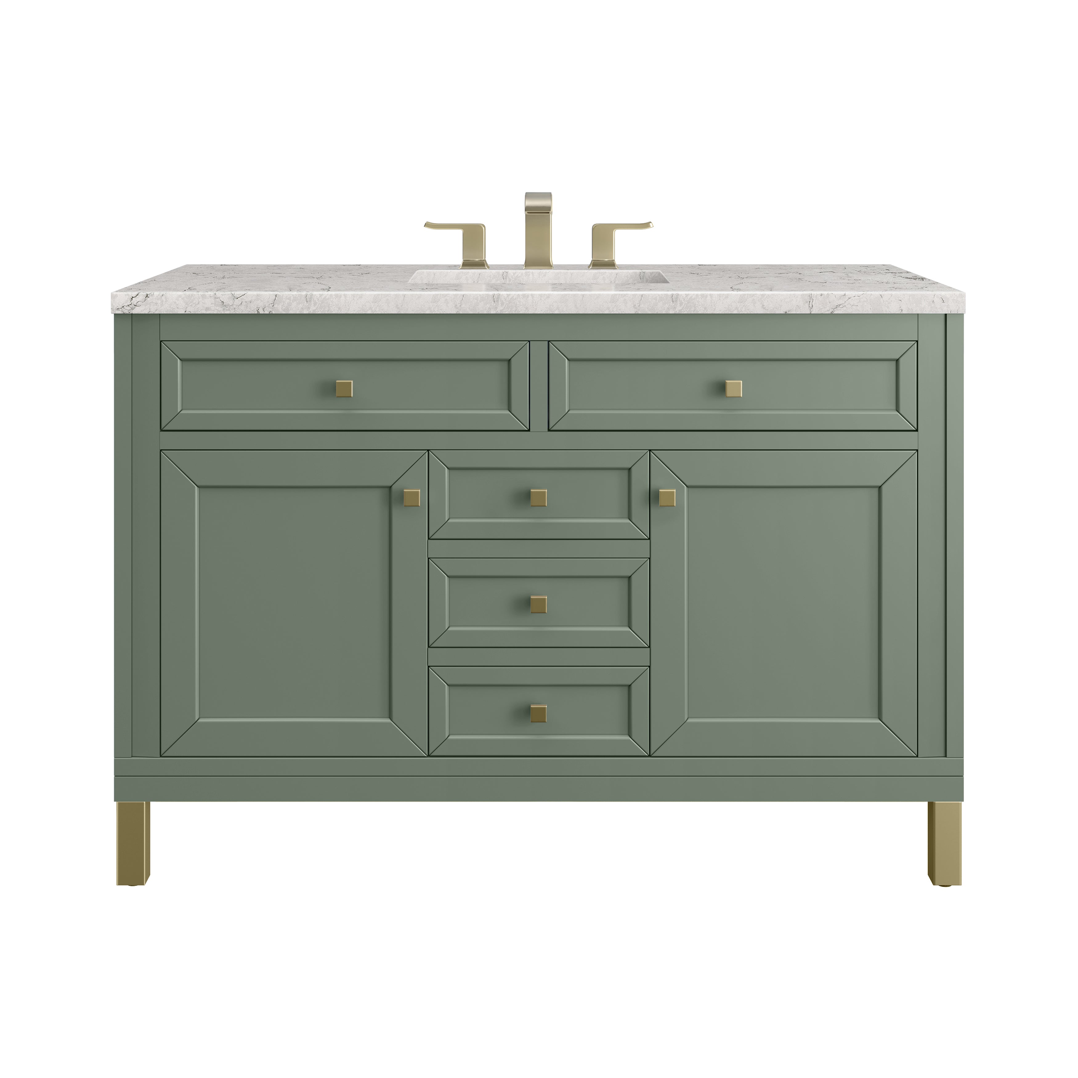 James Martin Chicago 48" Single Vanity in Smokey Celadon with 3cm Countertop and FreePower Wireless Charger