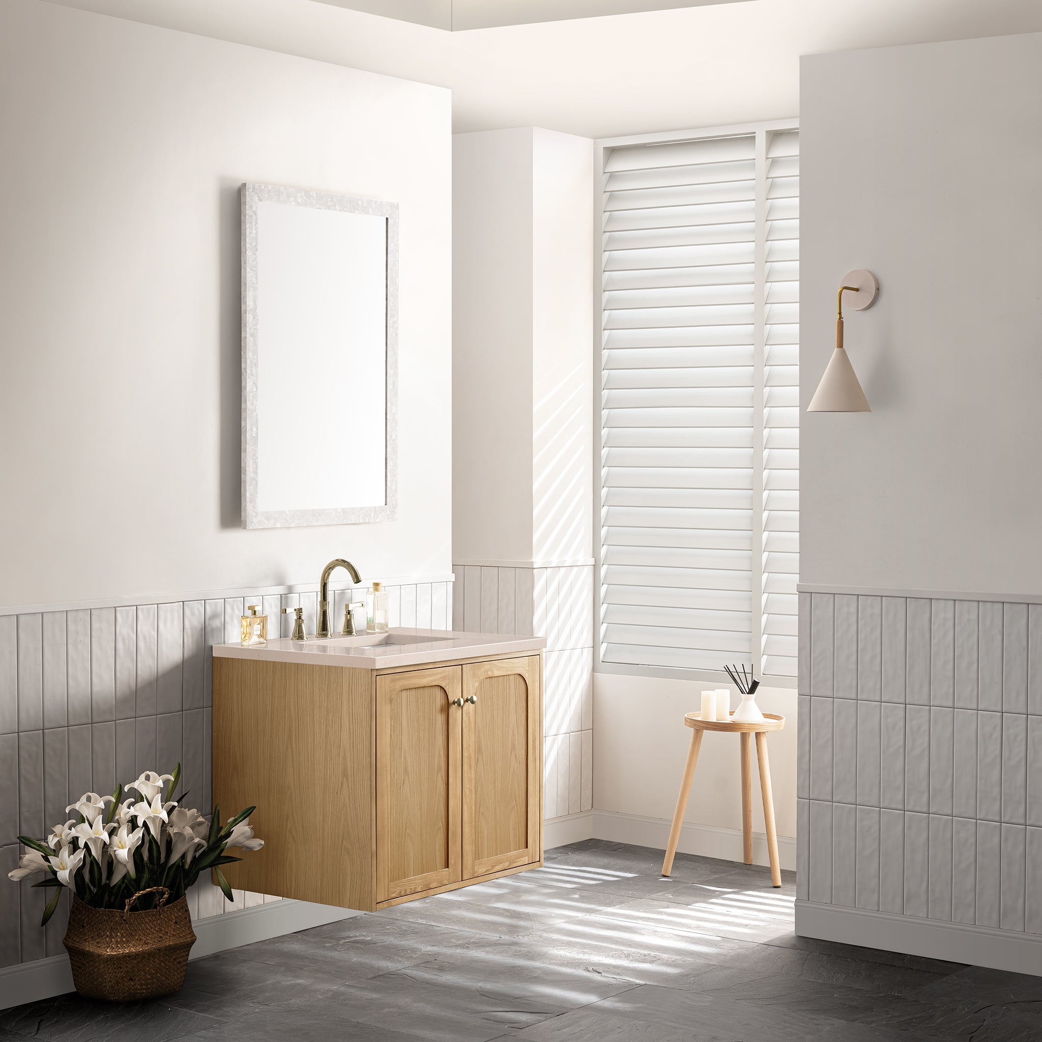 James Martin Laurent 30" Single Vanity in Light Natural Oak with 3cm Countertop