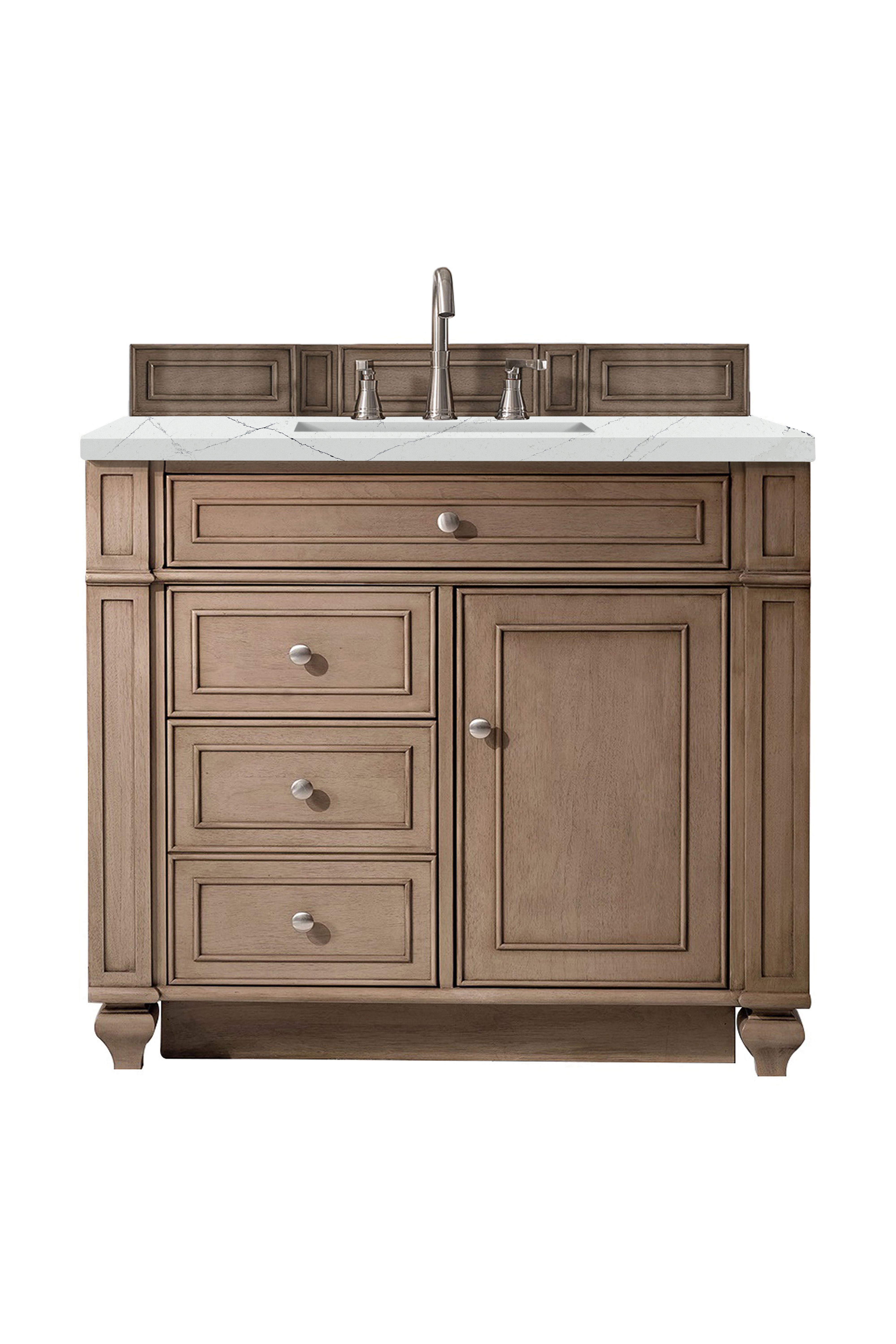 James Martin Bristol 36" Single Vanity in Whitewashed Walnut with 3cm Countertop