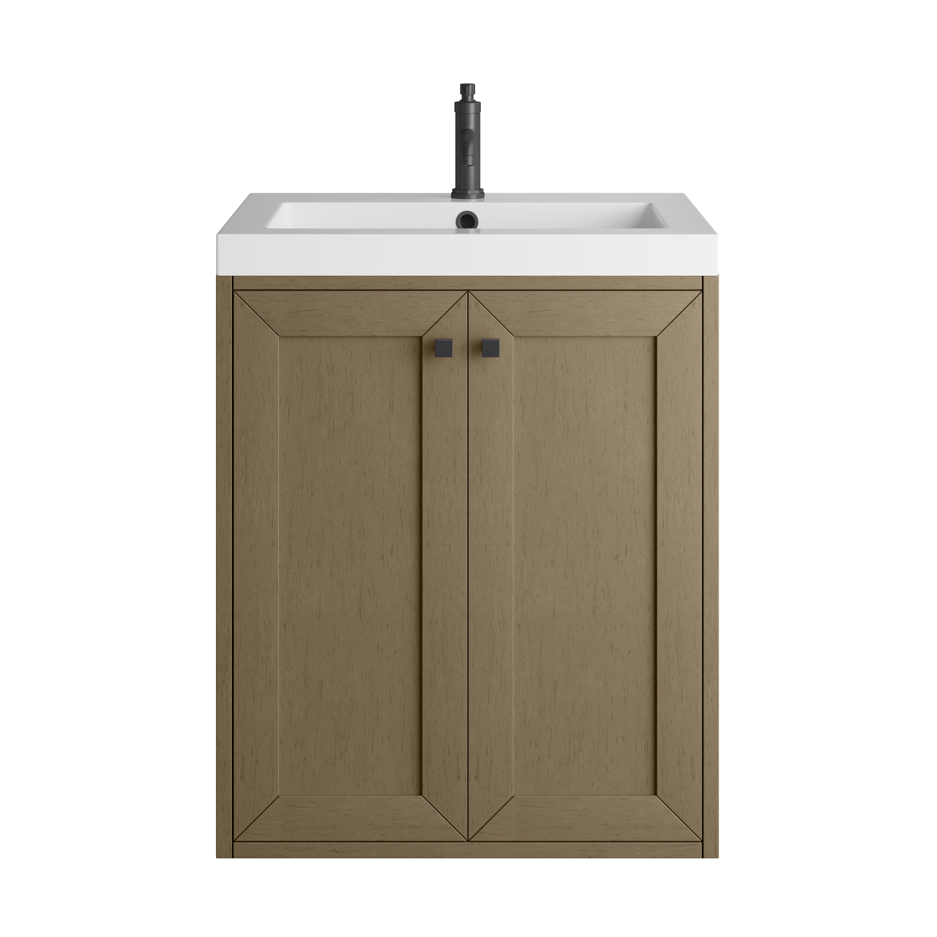 James Martin Chianti 24" Single Vanity in Glossy White with White Glossy Composite Stone Top