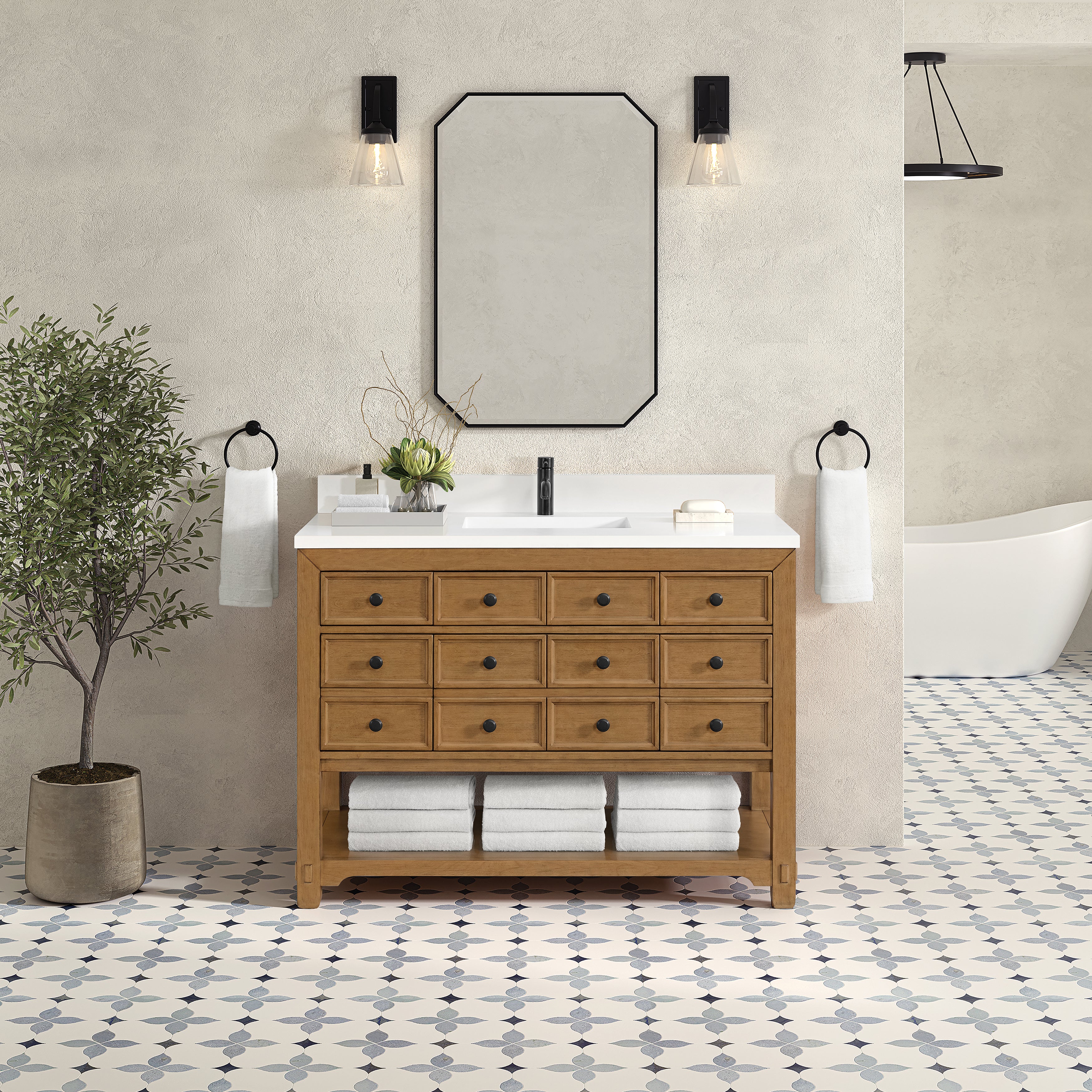James Martin Malibu 48" Single Vanity in Amber Birch with 3cm Countertop