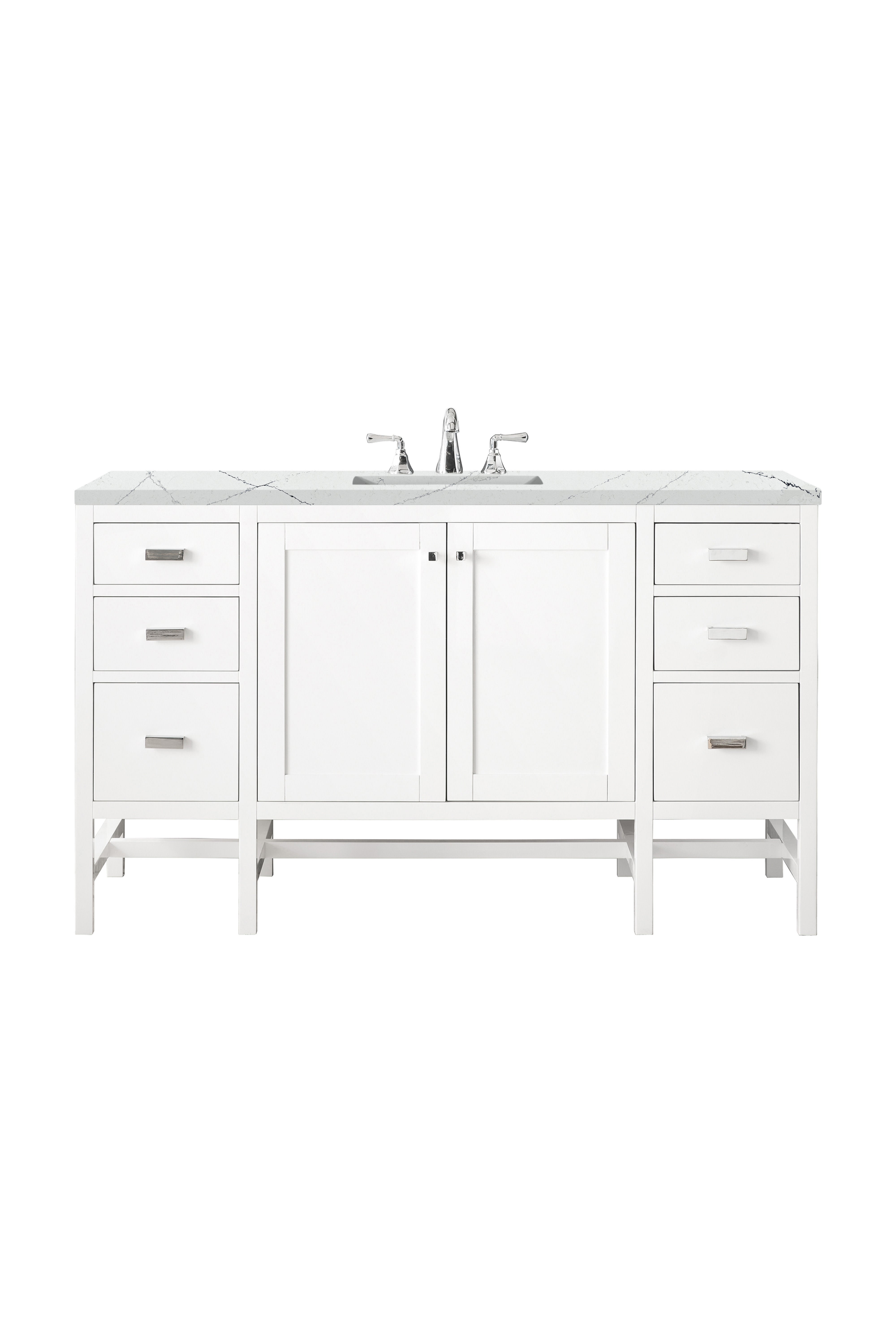 James Martin Addison 60" Single Vanity in Glossy White with 3cm Countertop