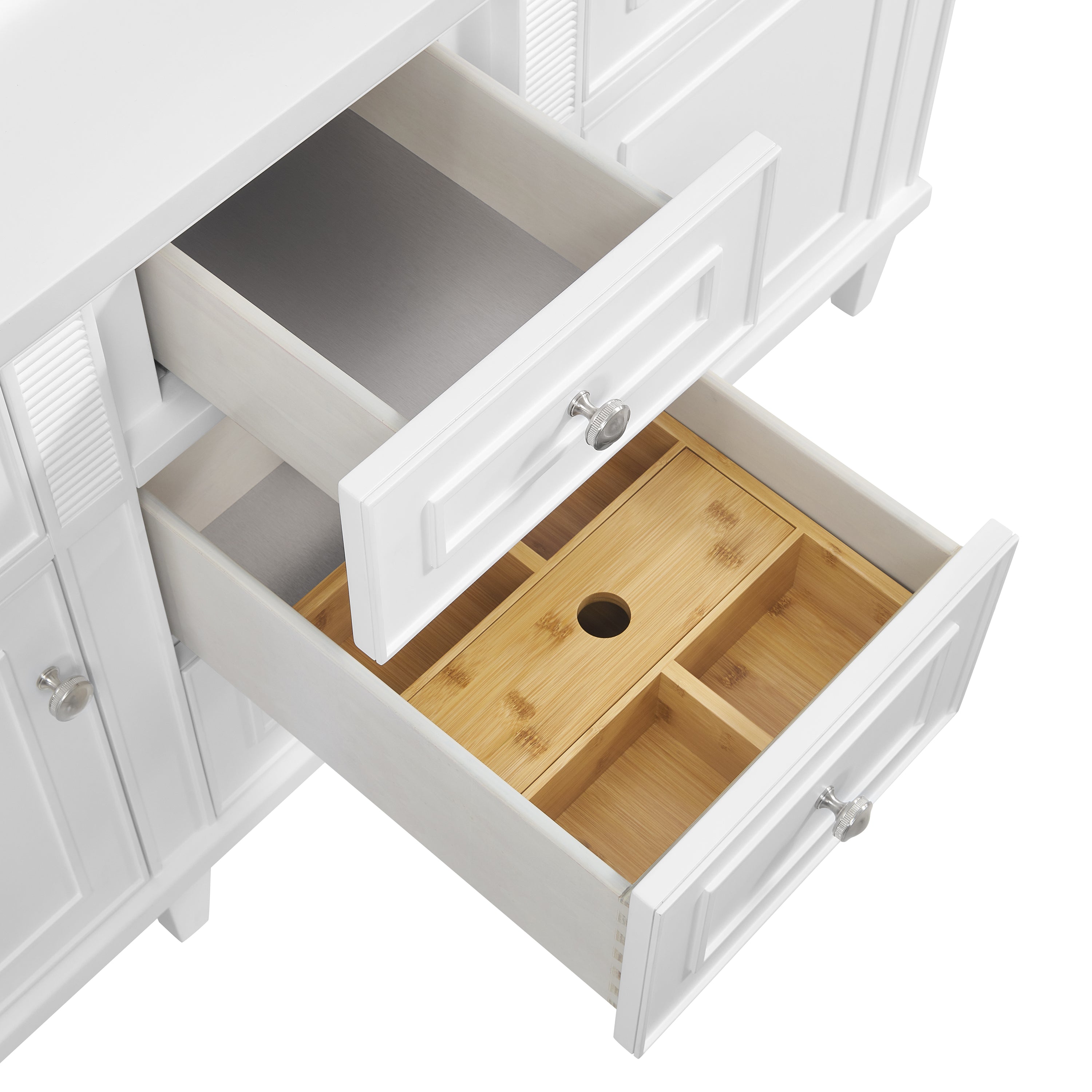 James Martin Lorelai 60" Double Vanity in Bright White with 3cm Countertop and FreePower Wireless Charger