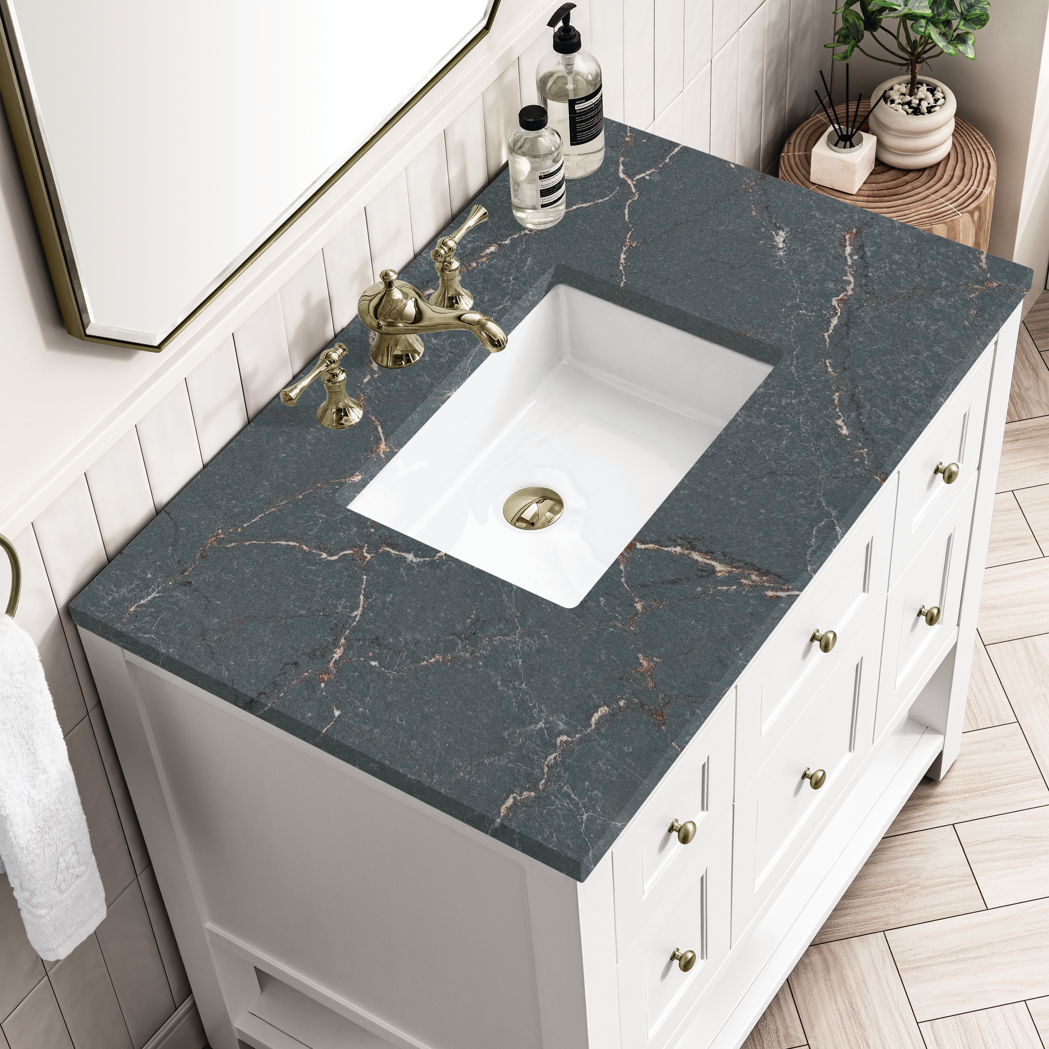 James Martin Breckenridge 36" Single Vanity in Bright White with 3cm Countertop