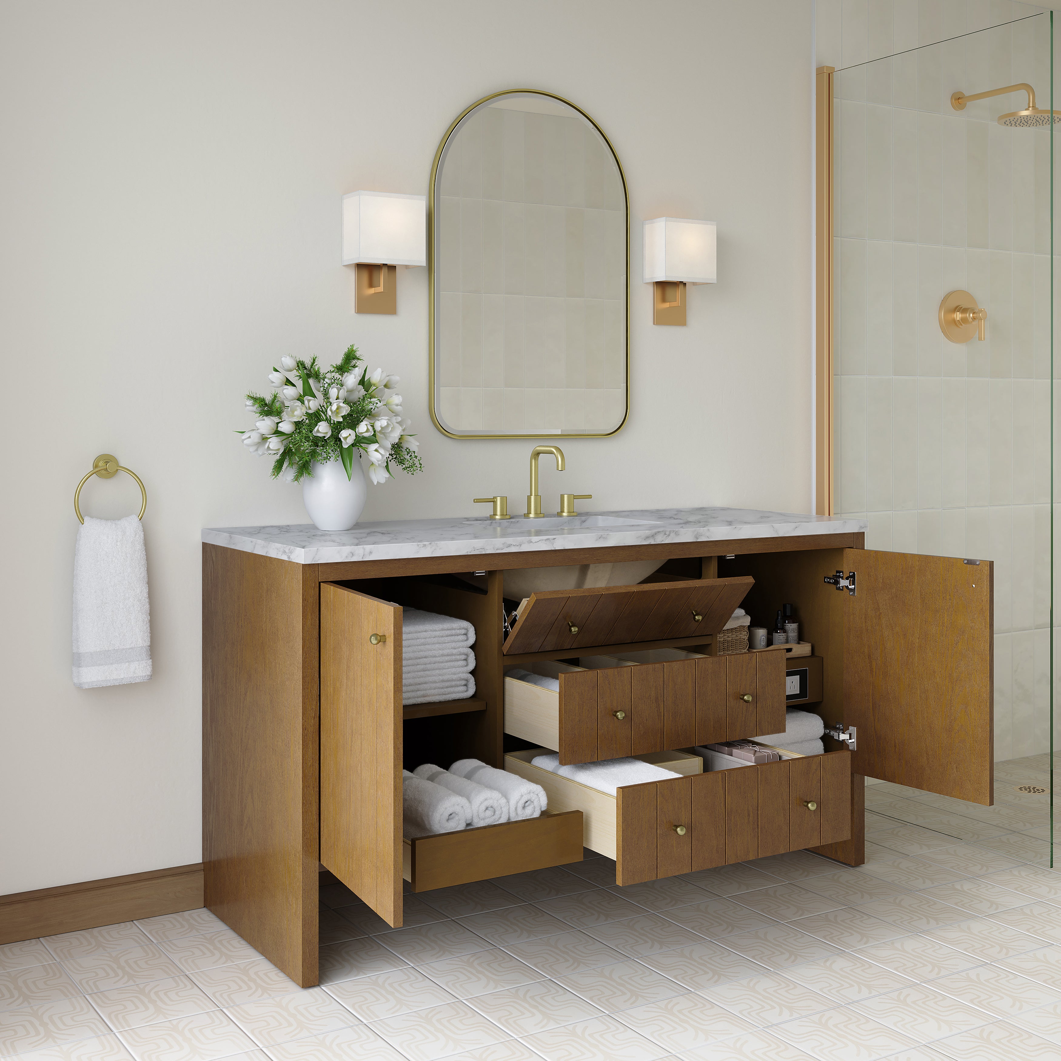 James Martin Hudson 60" Single Vanity in Honey Oak with 3cm Countertop