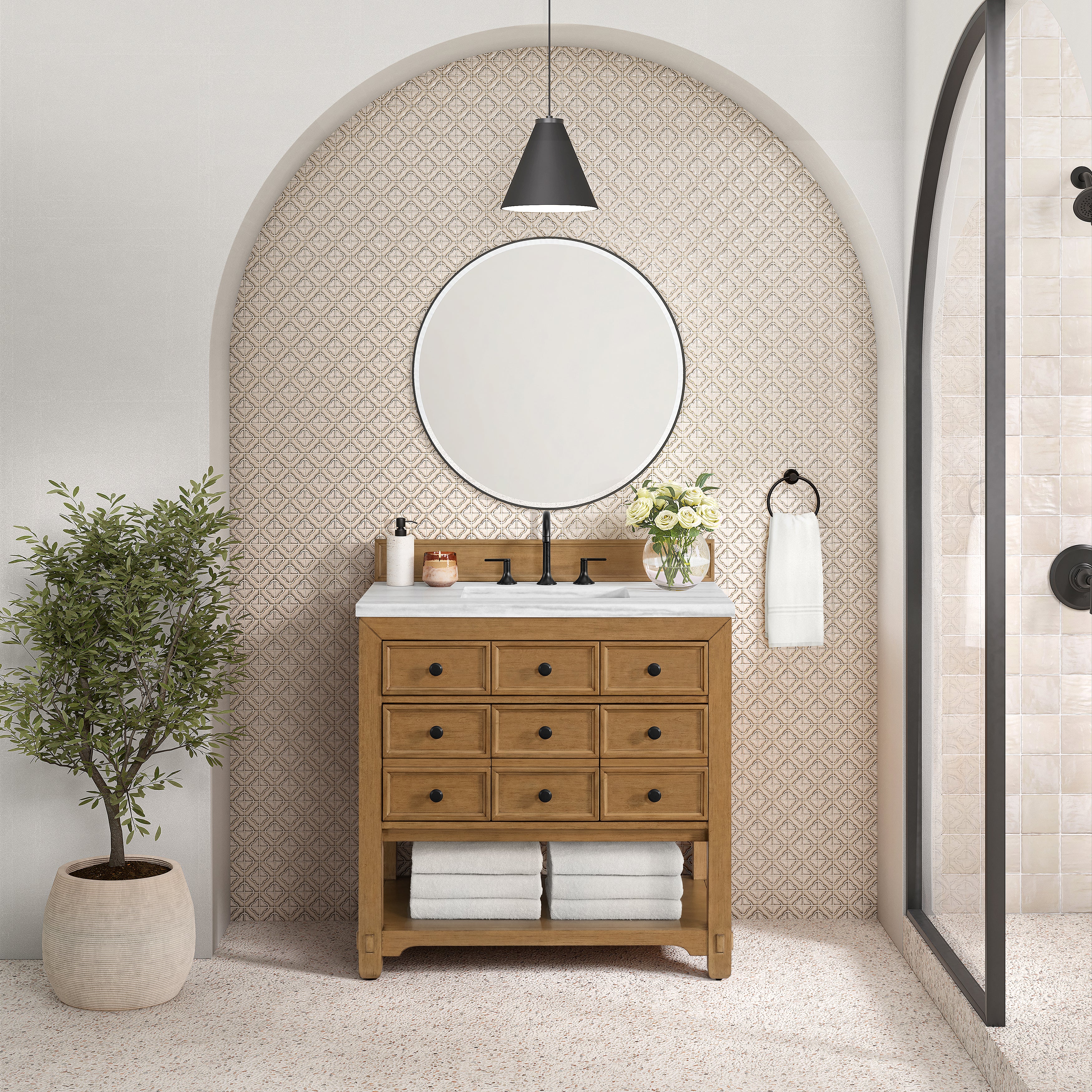 James Martin Malibu 36" Single Vanity in Amber Birch with 3cm Countertop