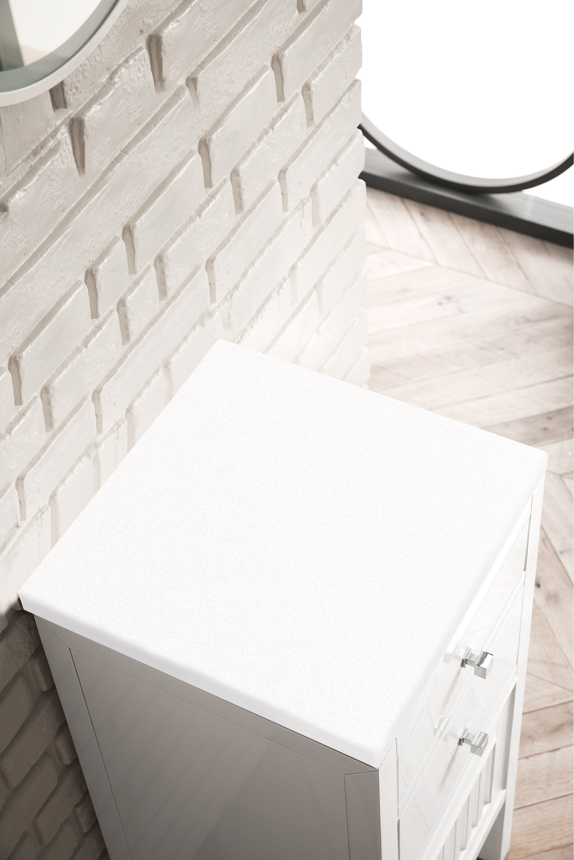 James Martin Athens 15" Base Cabinet with Drawers and Right Door in Glossy White with 3cm Countertop