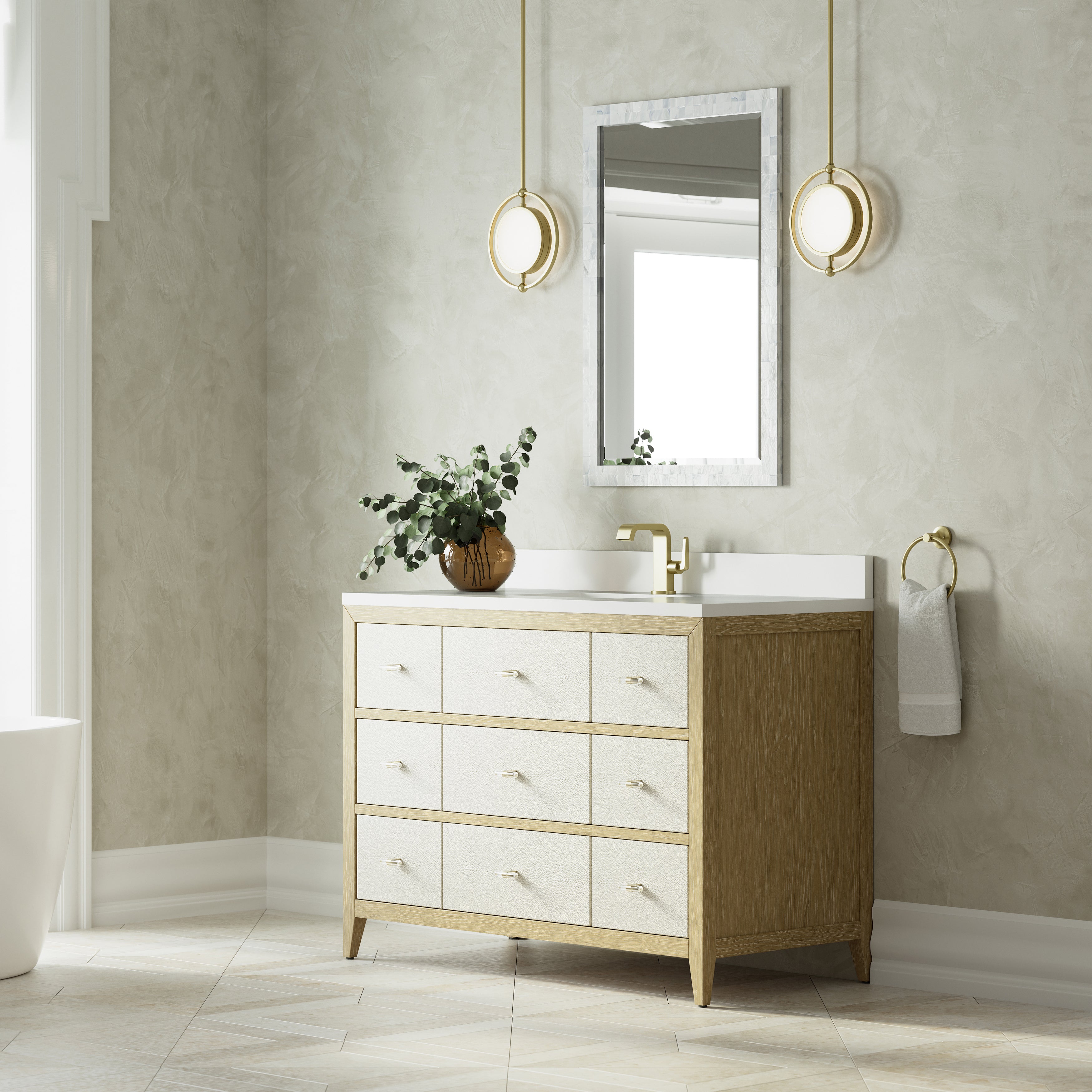 James Martin Celeste 48" Single Vanity in Sunwashed Oak with 3cm Countertop