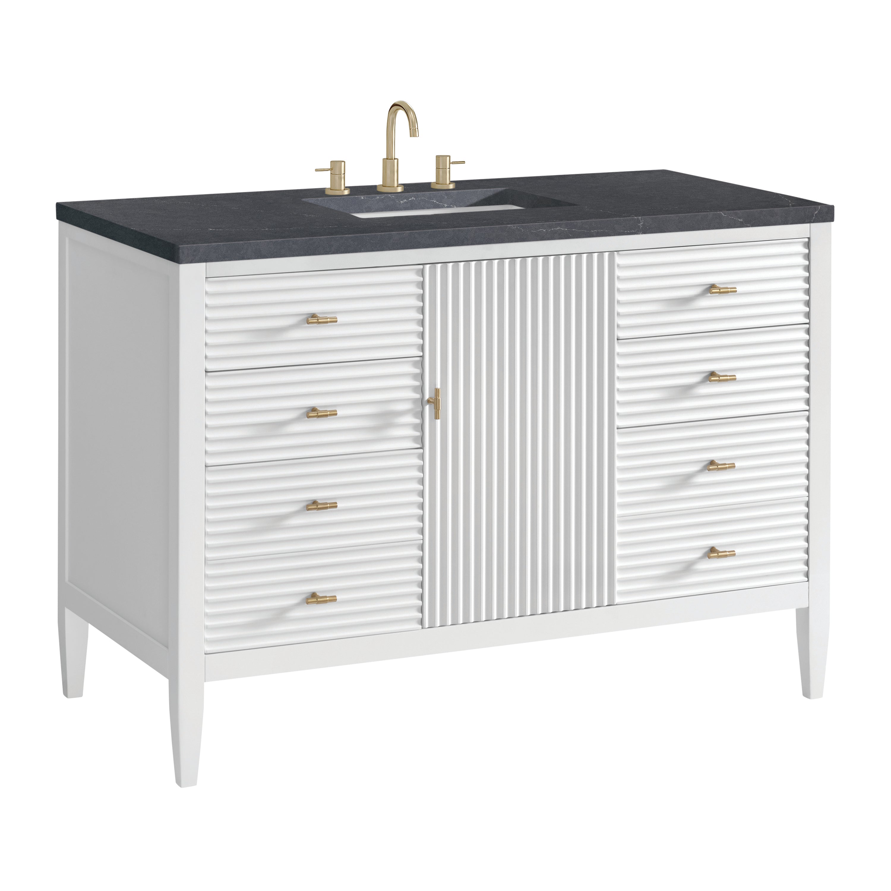 James Martin Myrrin 48" Single Vanity in Bright White with 3cm Countertop