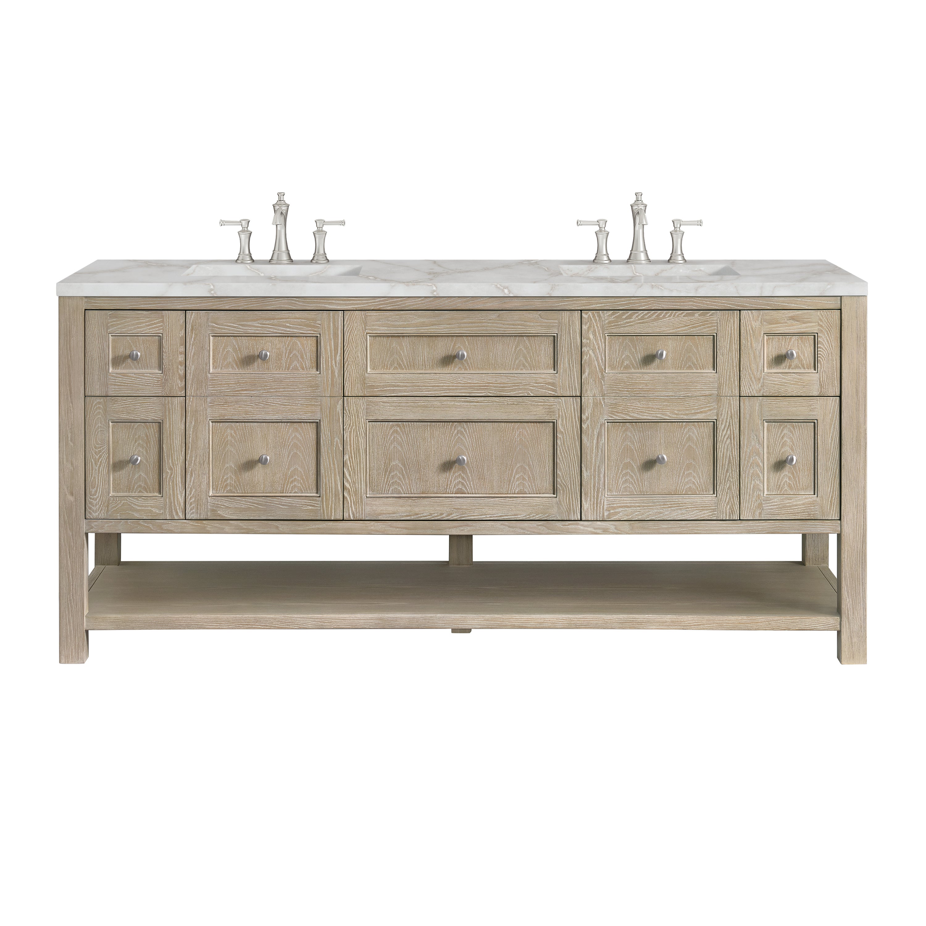 James Martin Breckenridge 72" Double Vanity in Whitewashed Oak with 3cm Countertop
