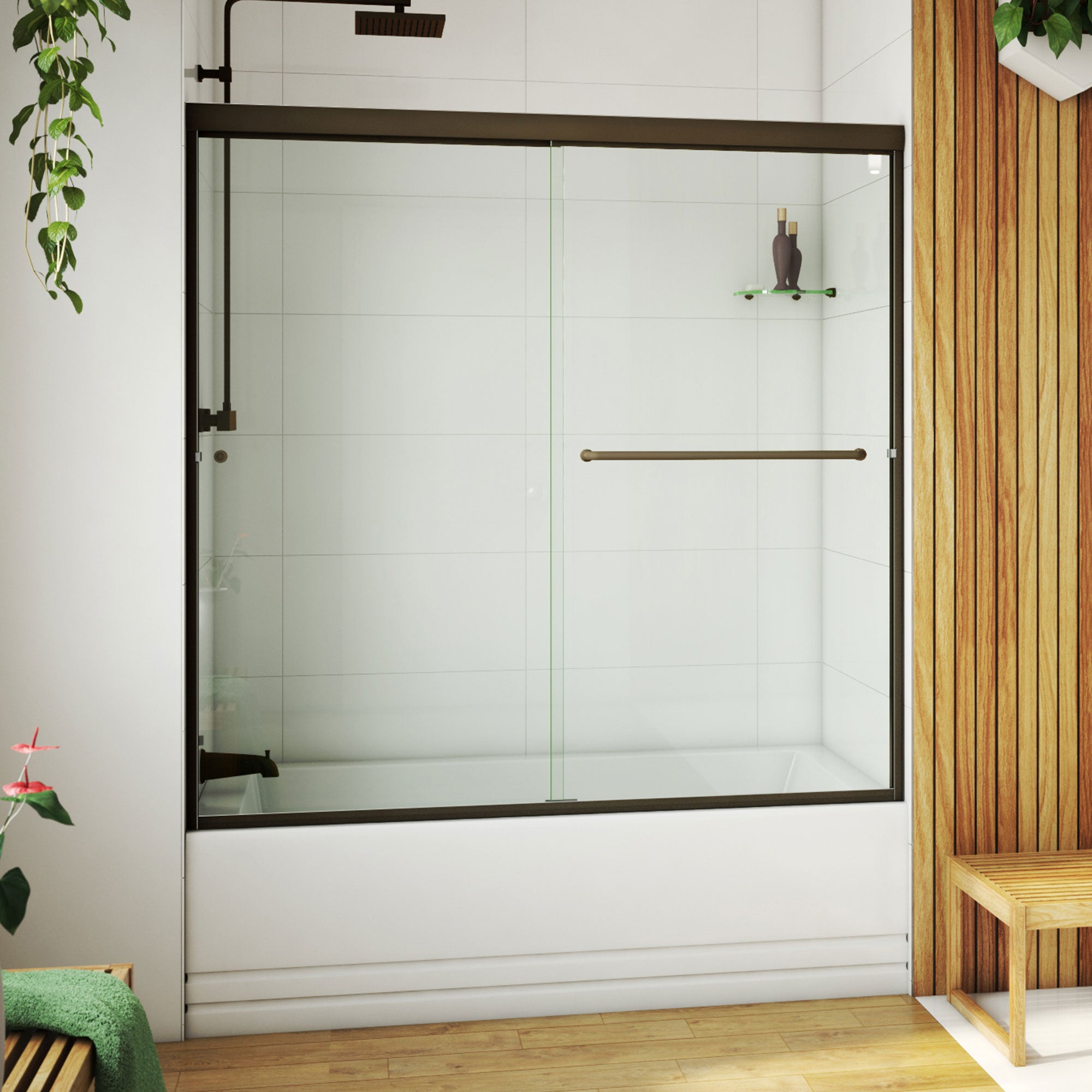 DreamLine Alliance Pro LT 56 - 60 inch W x 57 3/8 inch H Semi-Frameless Bypass Tub Door