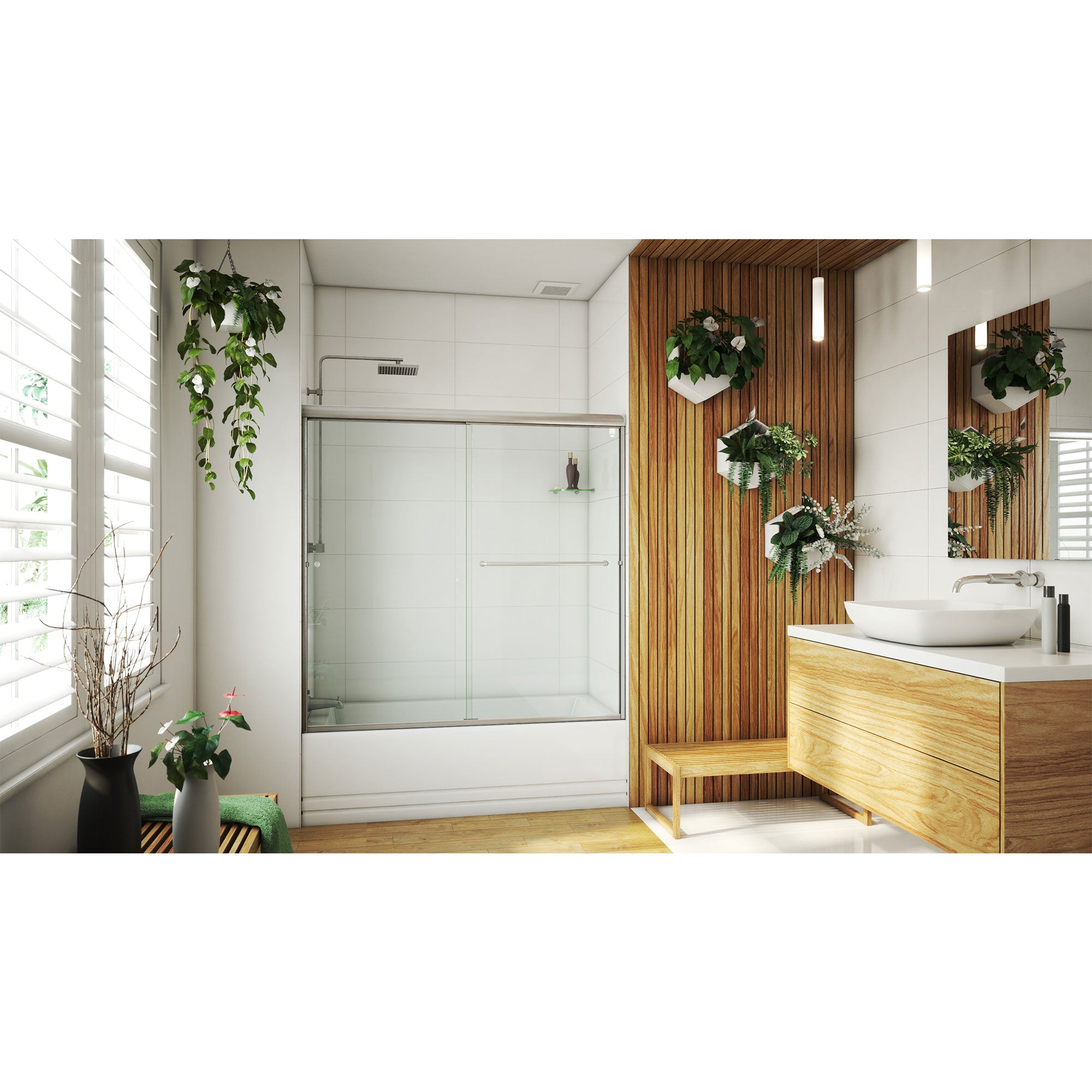 DreamLine Alliance Pro LT 56 - 60 inch W x 57 3/8 inch H Semi-Frameless Bypass Tub Door