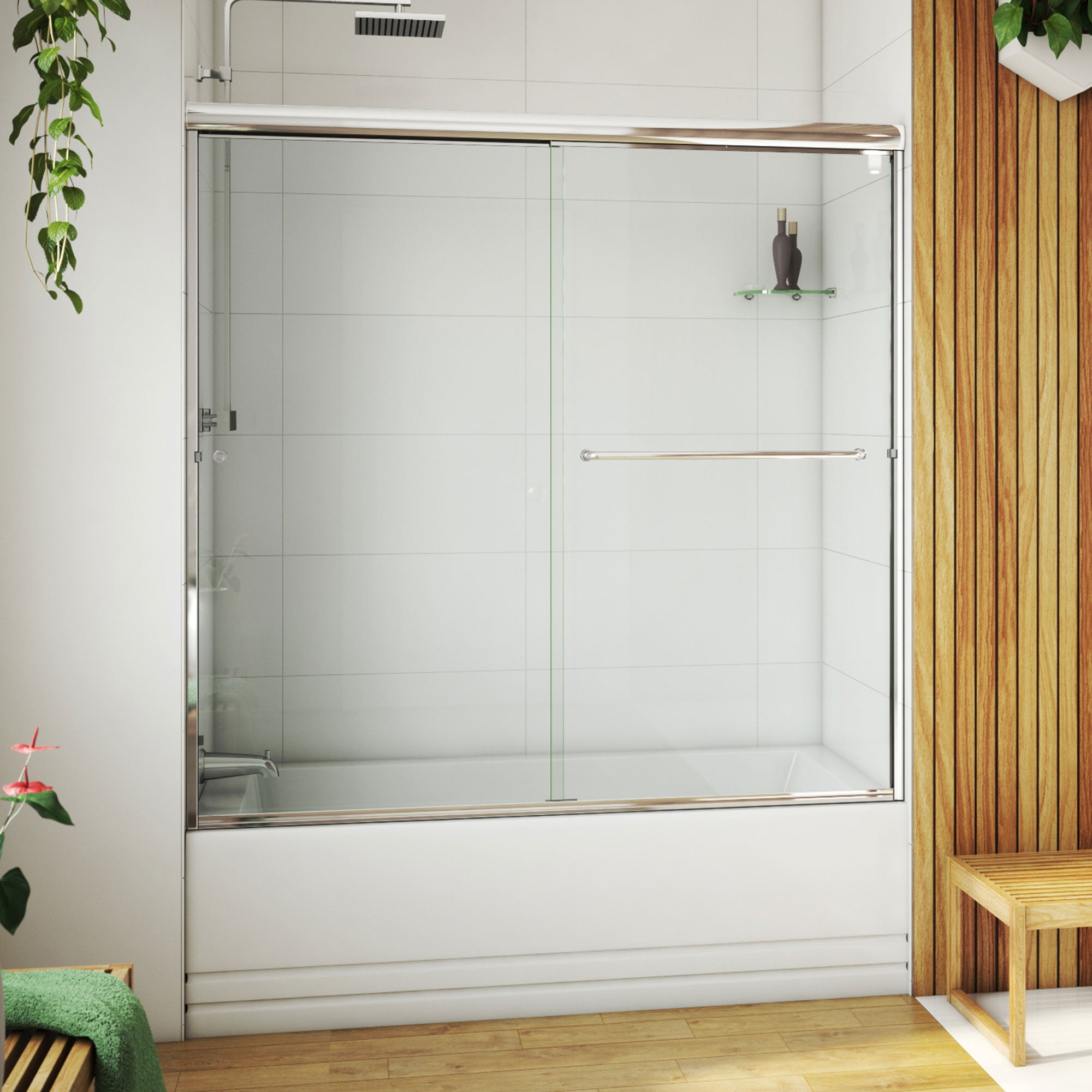 DreamLine Alliance Pro LT 56 - 60 inch W x 57 3/8 inch H Semi-Frameless Bypass Tub Door