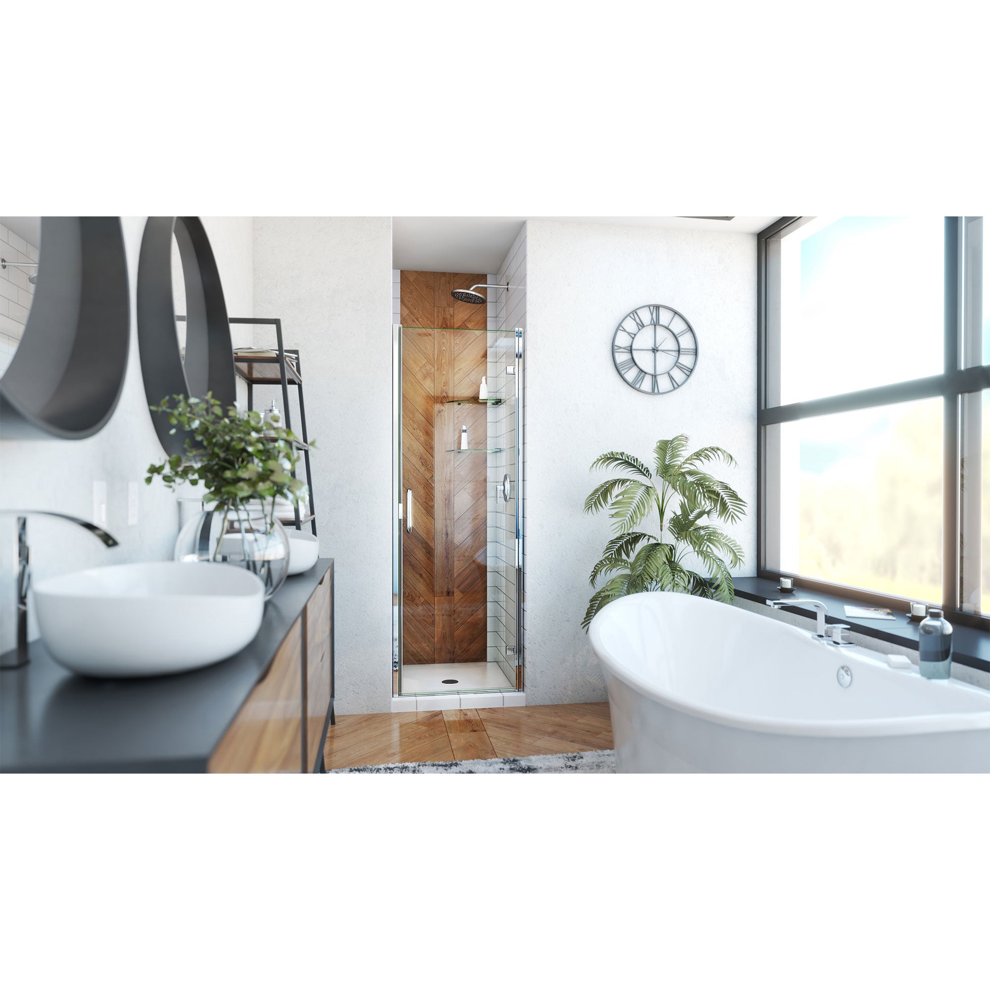 DreamLine Alliance Swing 24 - 25 inch W x 72 5/8 inch H Semi-Frameless Swing Shower Door