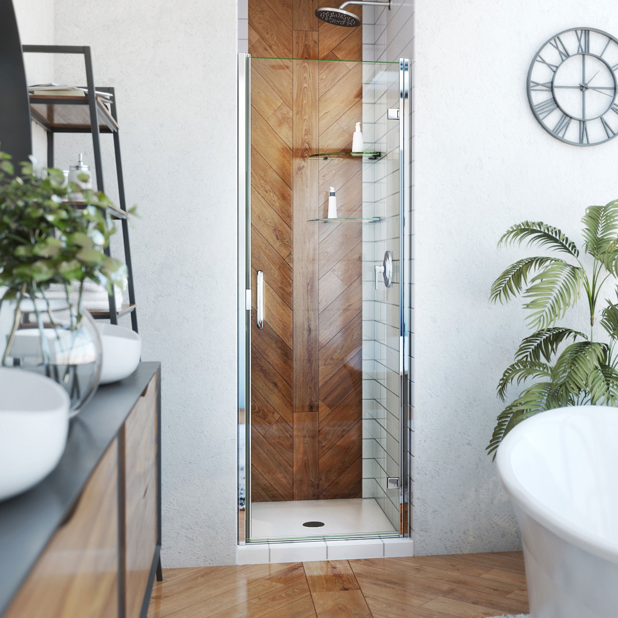 DreamLine Alliance Swing 24 - 25 inch W x 72 5/8 inch H Semi-Frameless Swing Shower Door