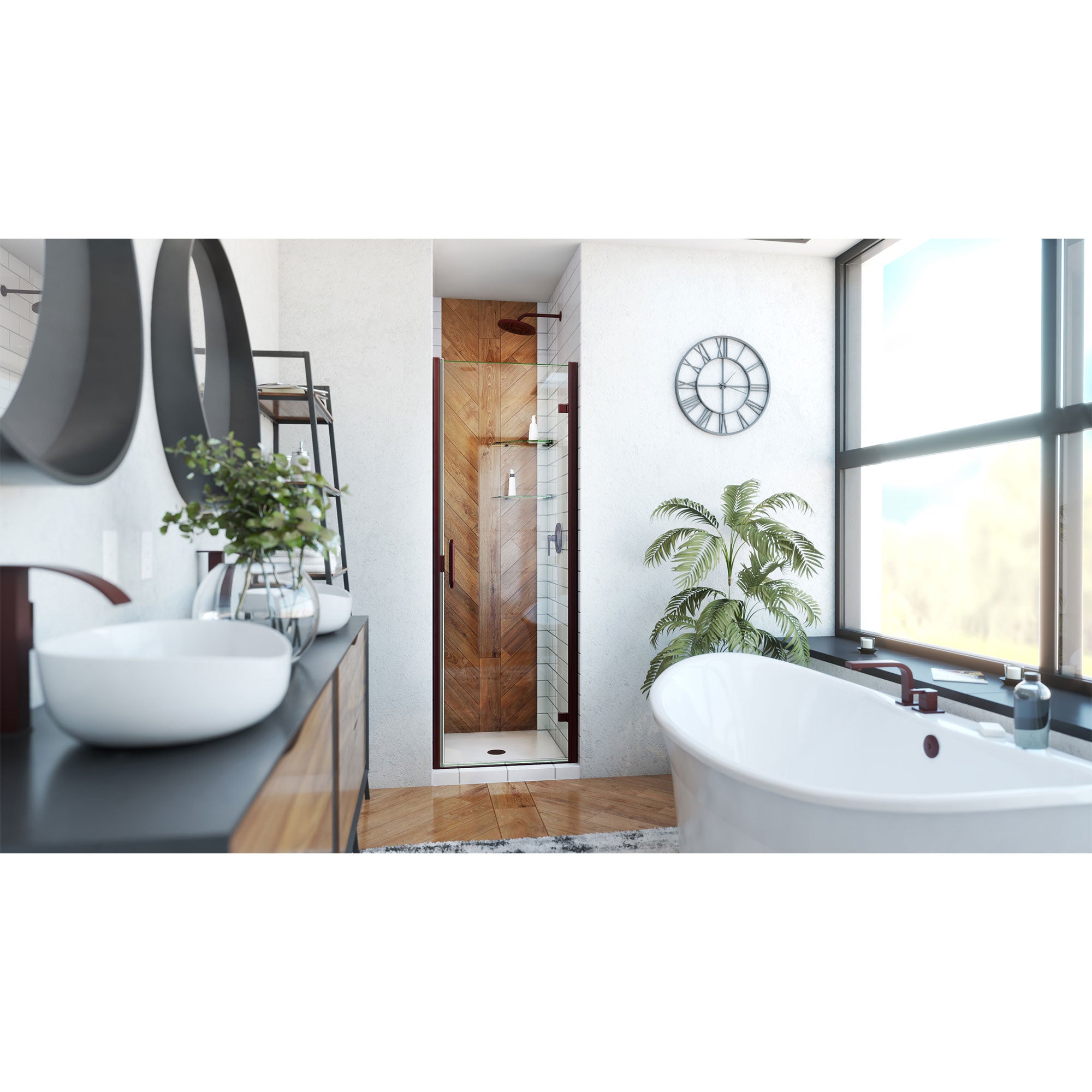 DreamLine Alliance Swing 24 - 25 inch W x 72 5/8 inch H Semi-Frameless Swing Shower Door