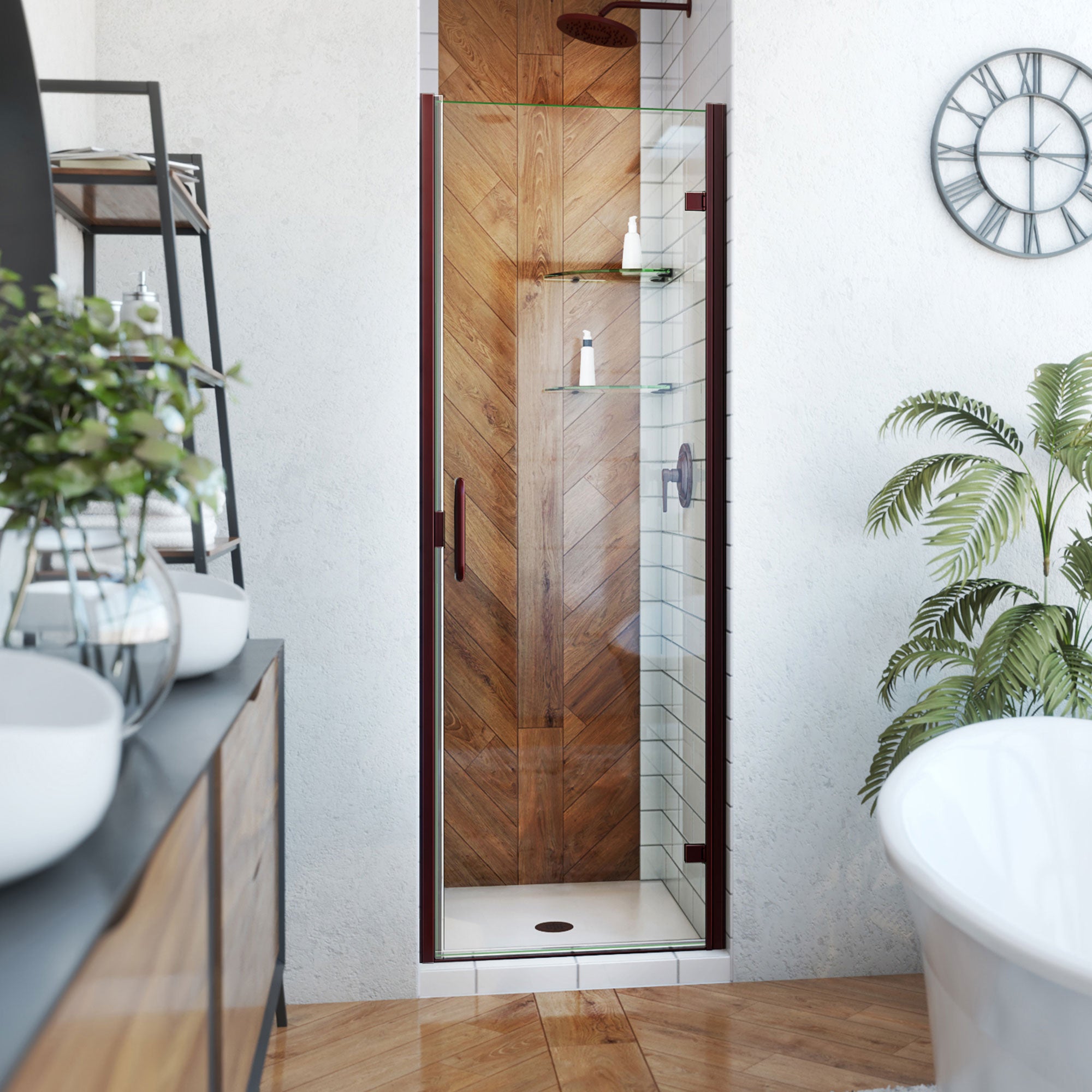 DreamLine Alliance Swing 24 - 25 inch W x 72 5/8 inch H Semi-Frameless Swing Shower Door