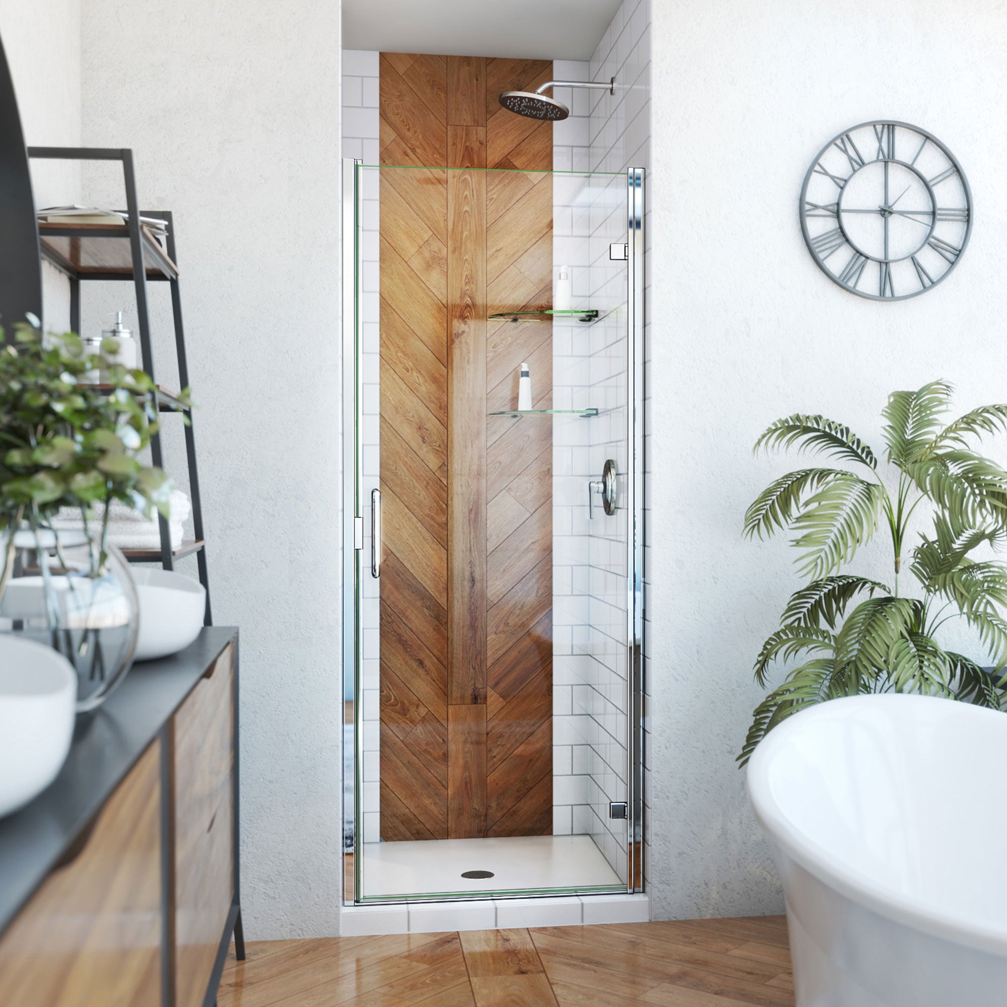 DreamLine Alliance Swing 30 - 31 inch W x 72 5/8 inch H Semi-Frameless Swing Shower Door