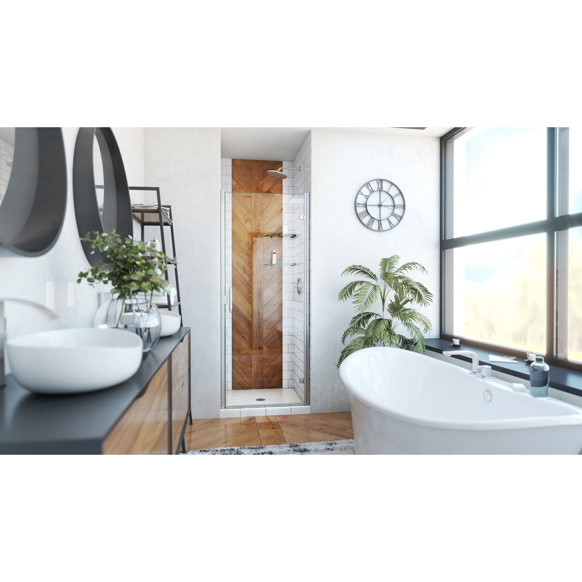 DreamLine Alliance Swing 30 - 31 inch W x 72 5/8 inch H Semi-Frameless Swing Shower Door