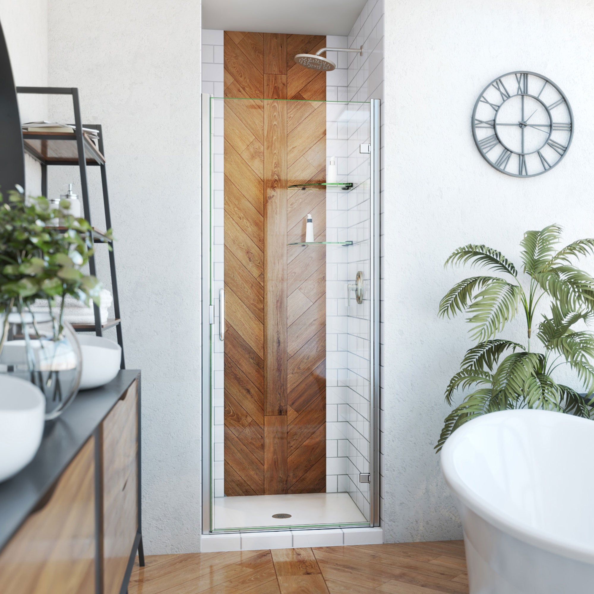 DreamLine Alliance Swing 30 - 31 inch W x 72 5/8 inch H Semi-Frameless Swing Shower Door